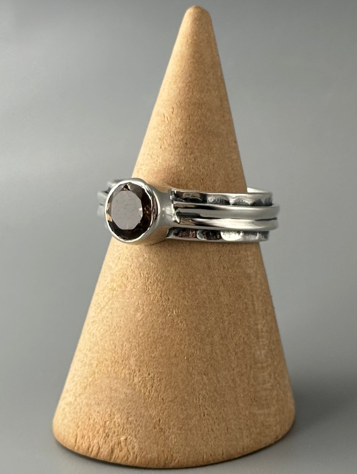 •SMOKY QUARTZ - BRACED• sterling silver ring (various sizes)