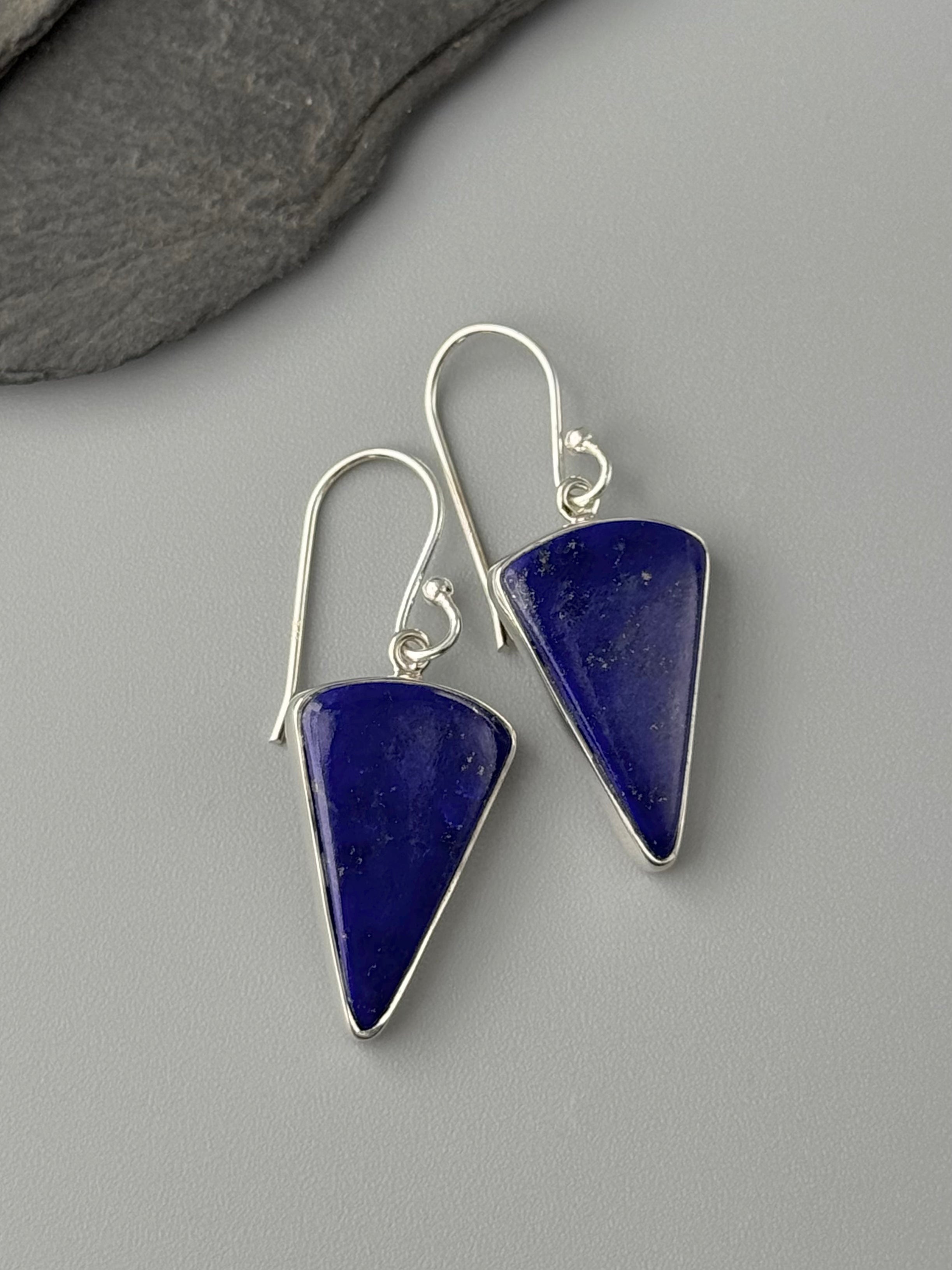 •LAPIS LAZULI - FANG• silver dangle earrings