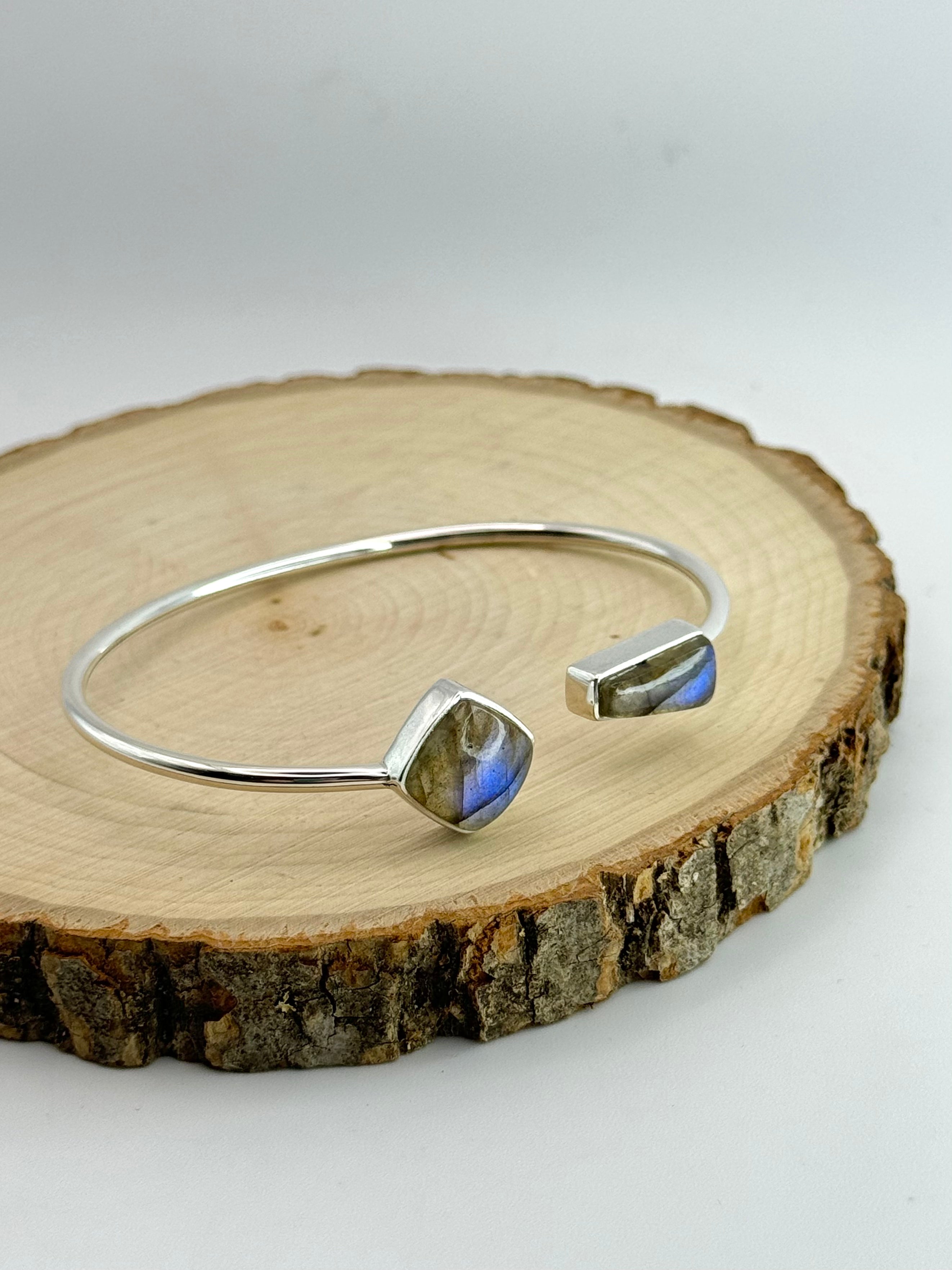 •DIAMOND + PORTAL• labradorite + silver twist-on cuff bracelet