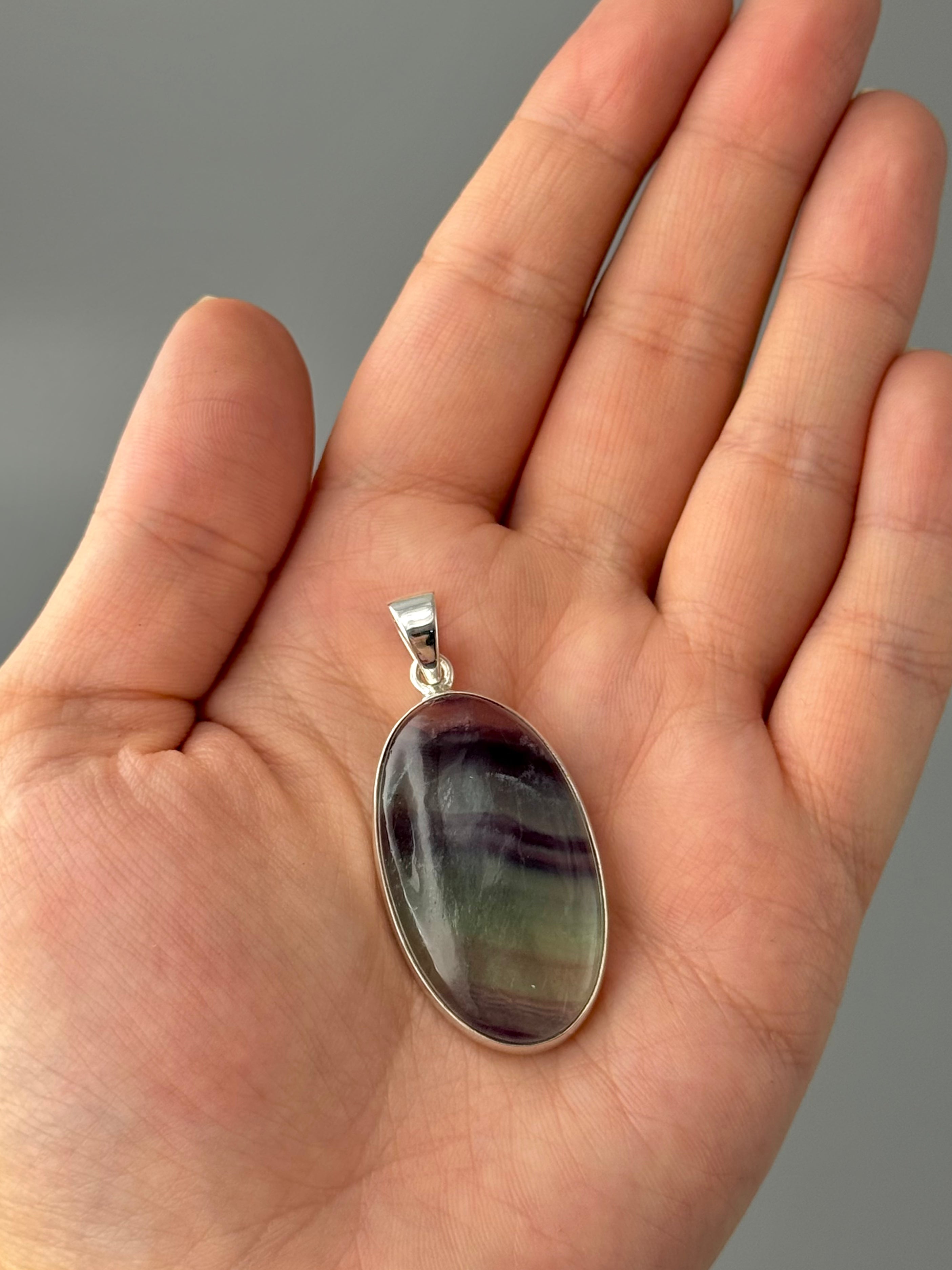 •FLUORITE OVAL - 4• sterling silver pendant