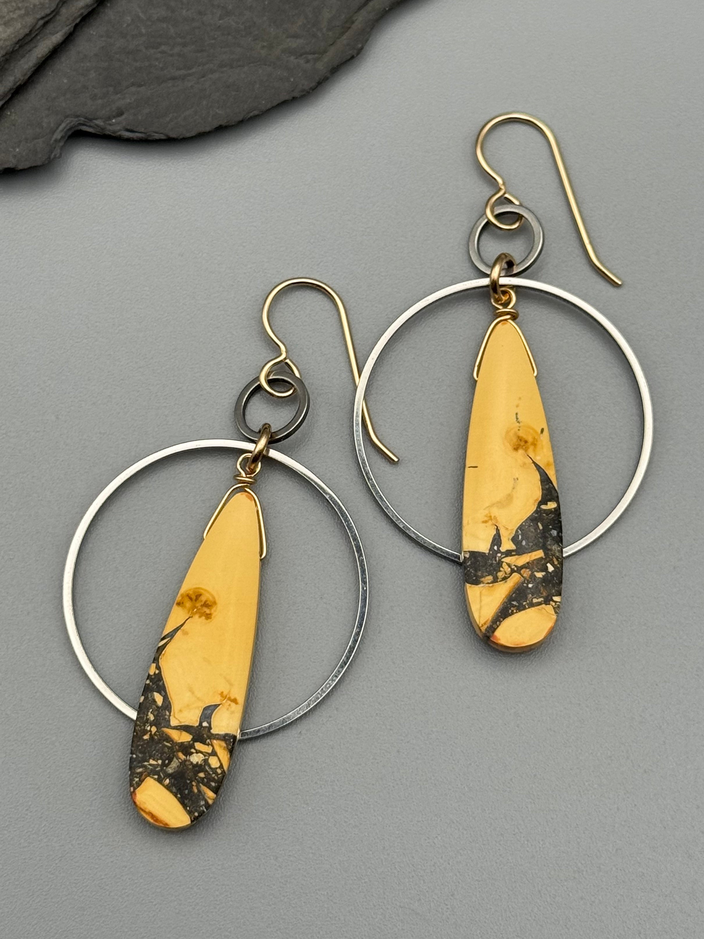 •EQUA-ORBIT• maligano jasper + mixed metal earrings