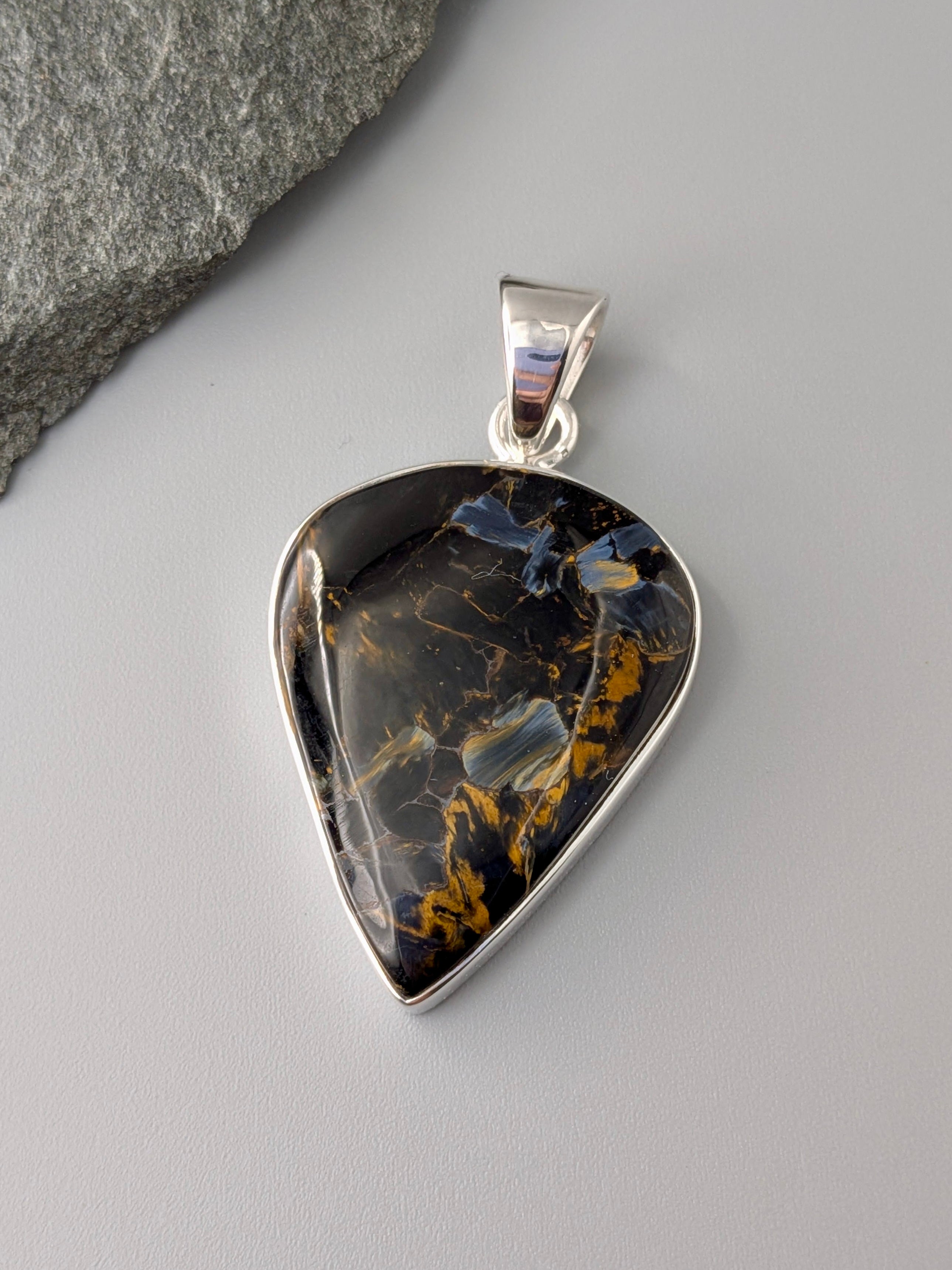 •PIETERSITE SPEAR TEAR• sterling silver pendant