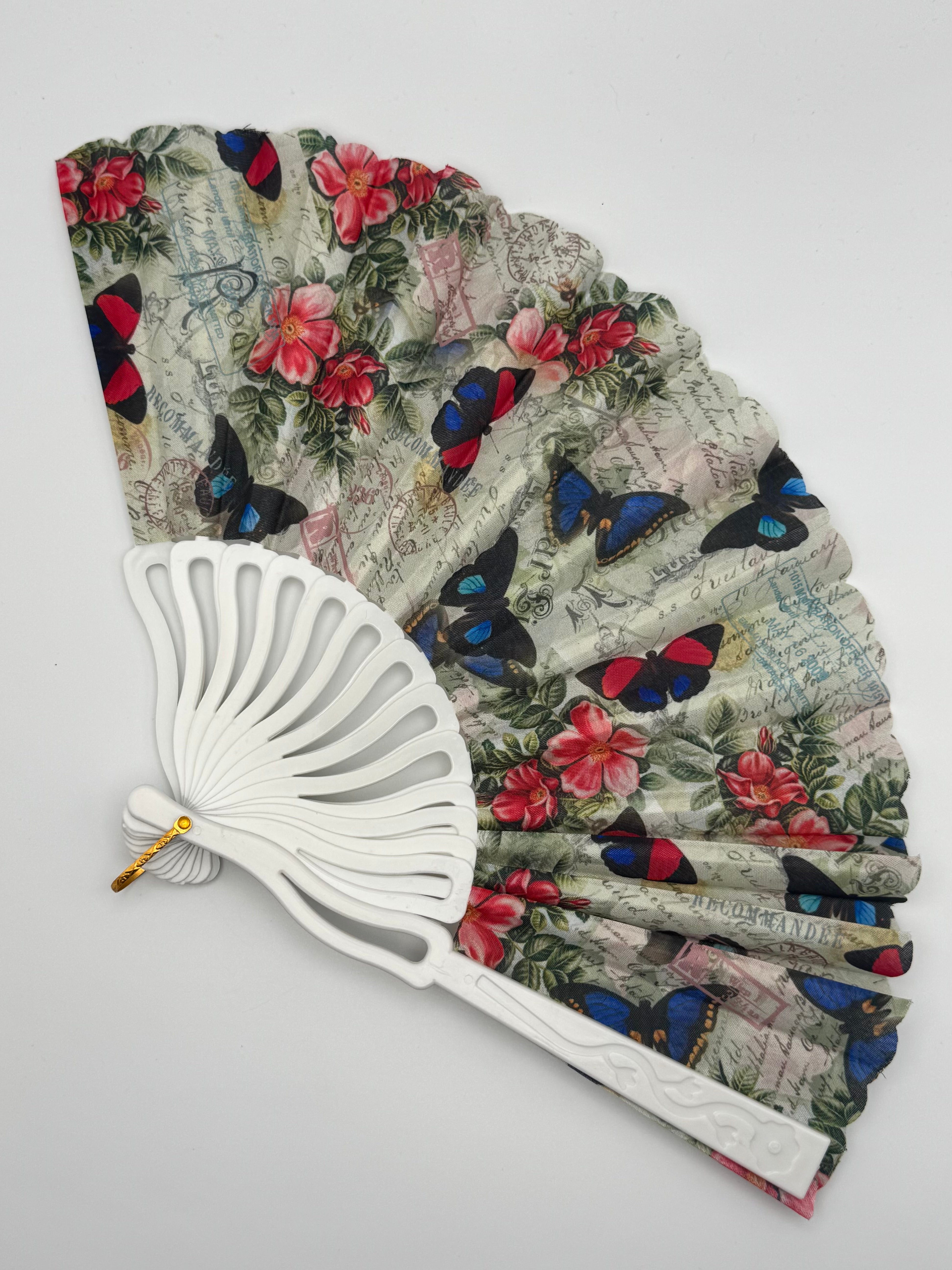 •VIOLET• butterfly floral folding fan