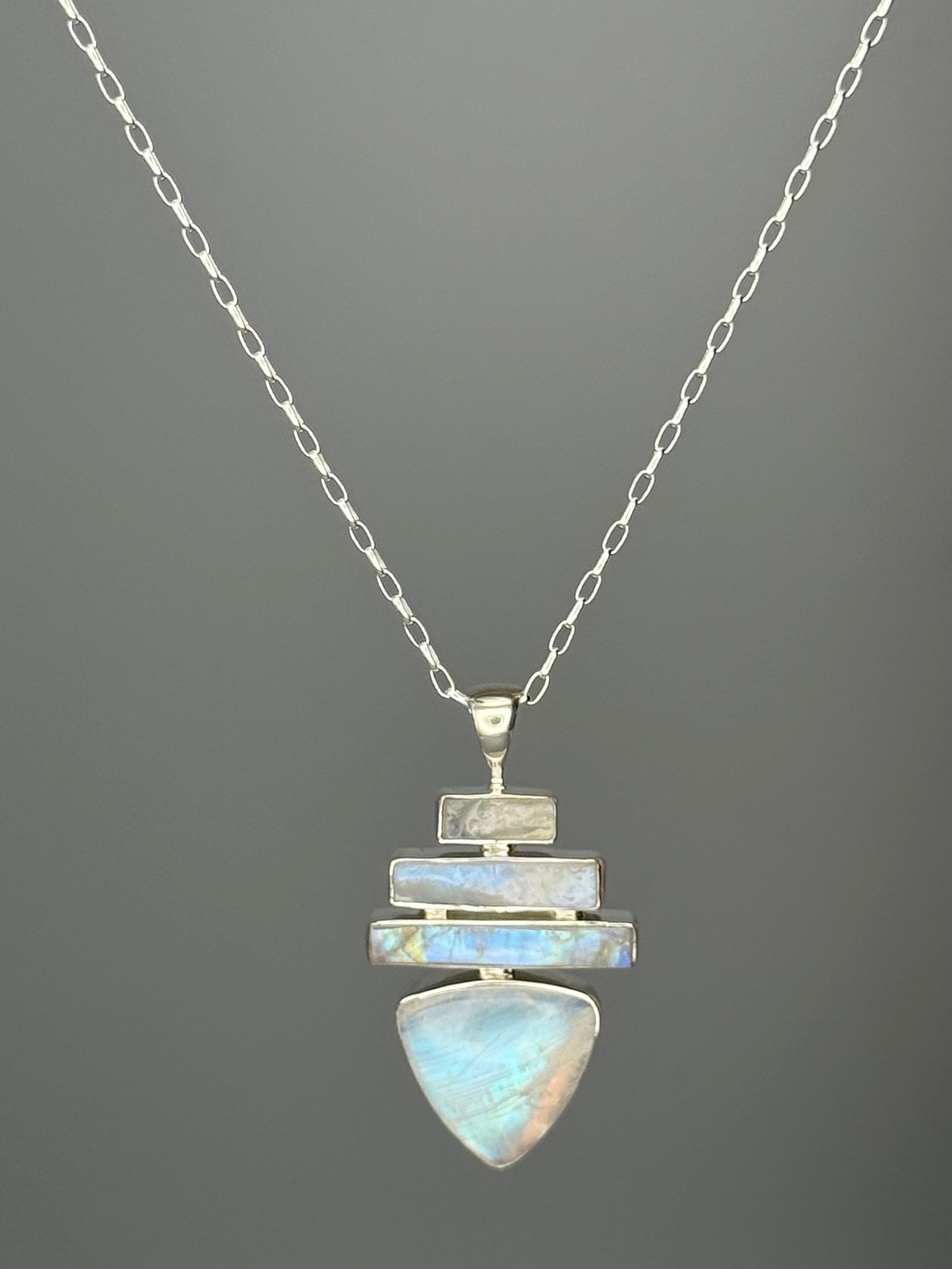 •RAINBOW MOONSTONE - PAGODA• sterling silver pendant