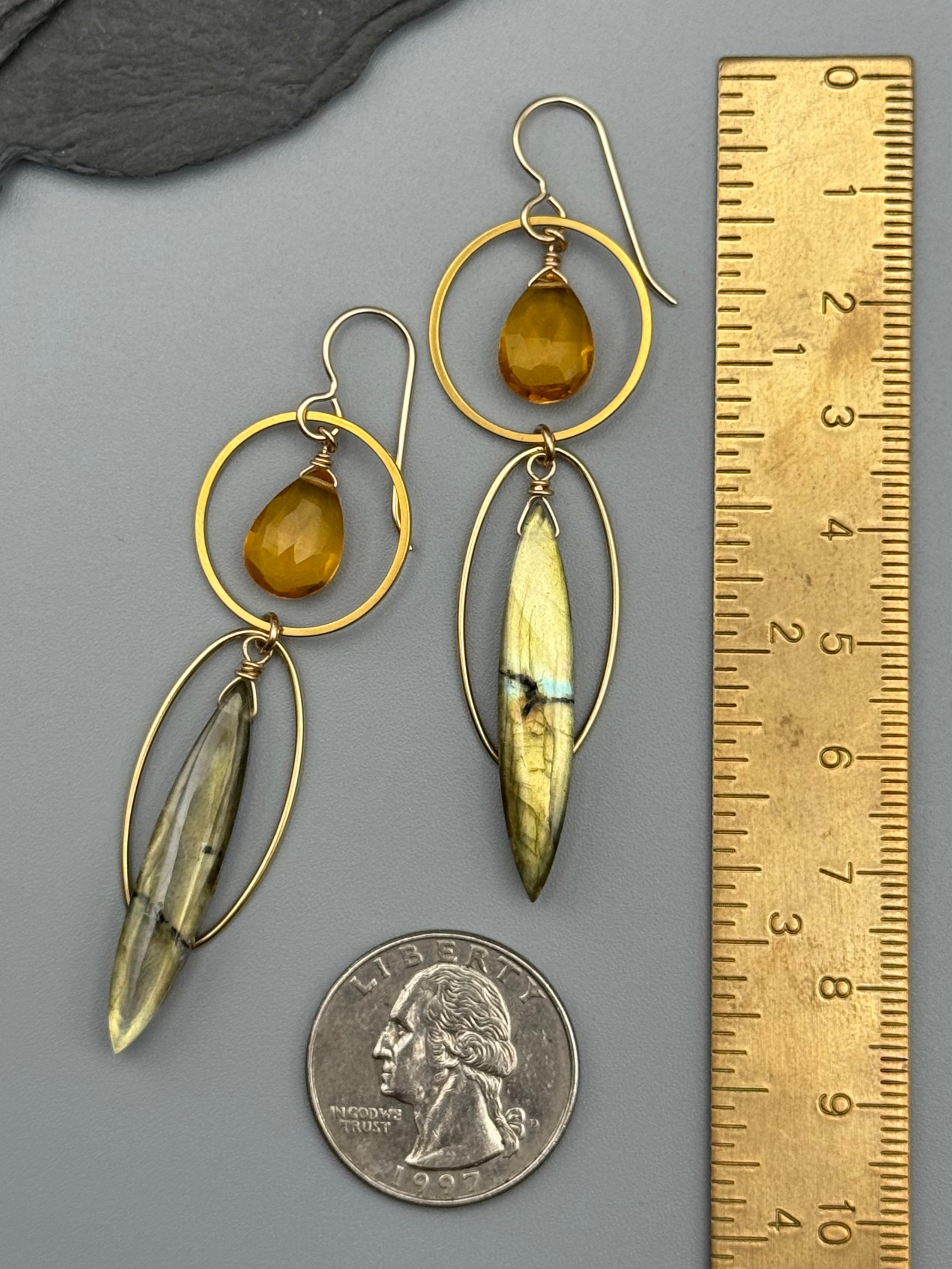•LUNA• citrine + labradorite gold earrings