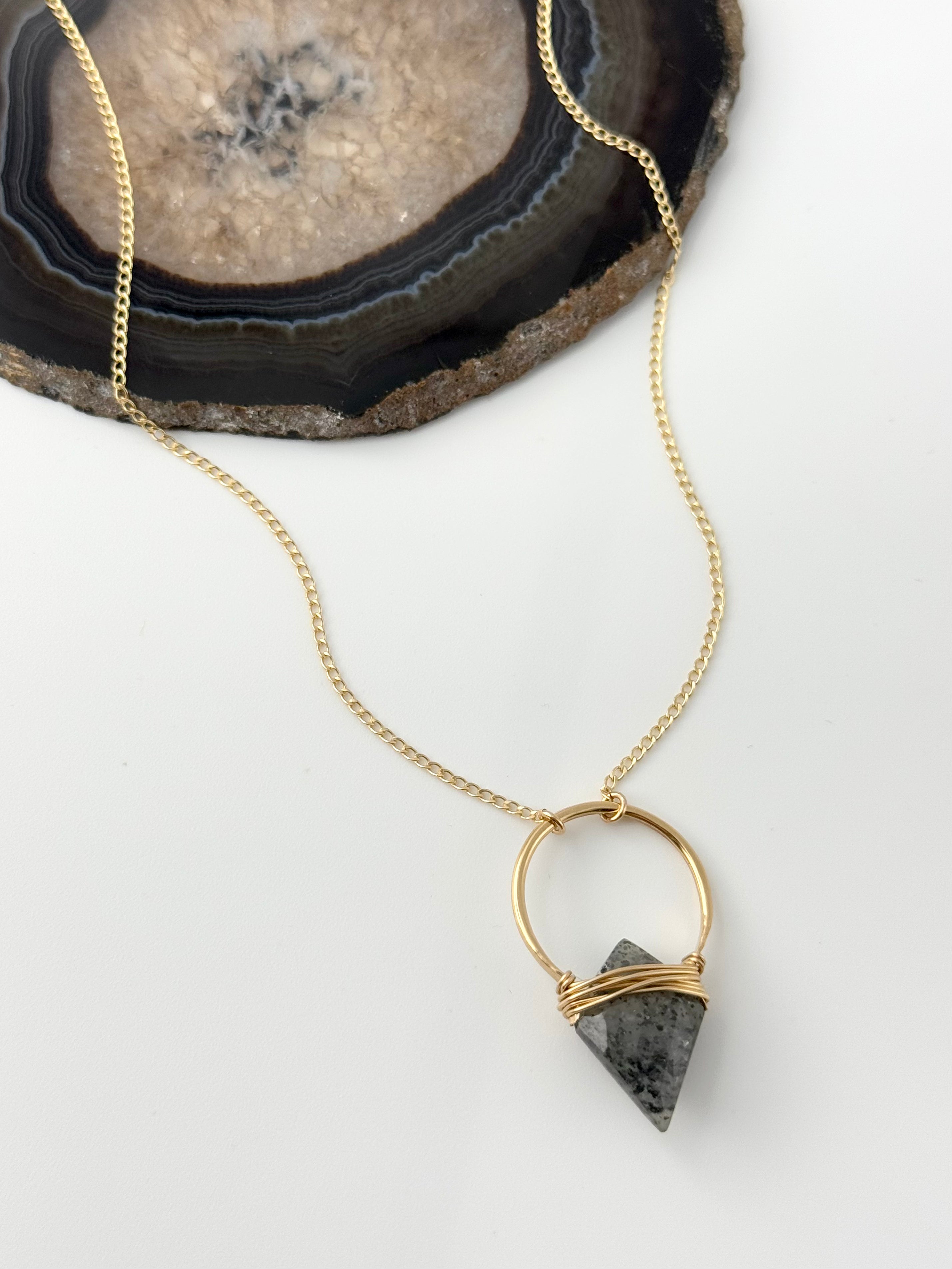 •ALBATROSS• black aventurine + gold necklace (18" long)