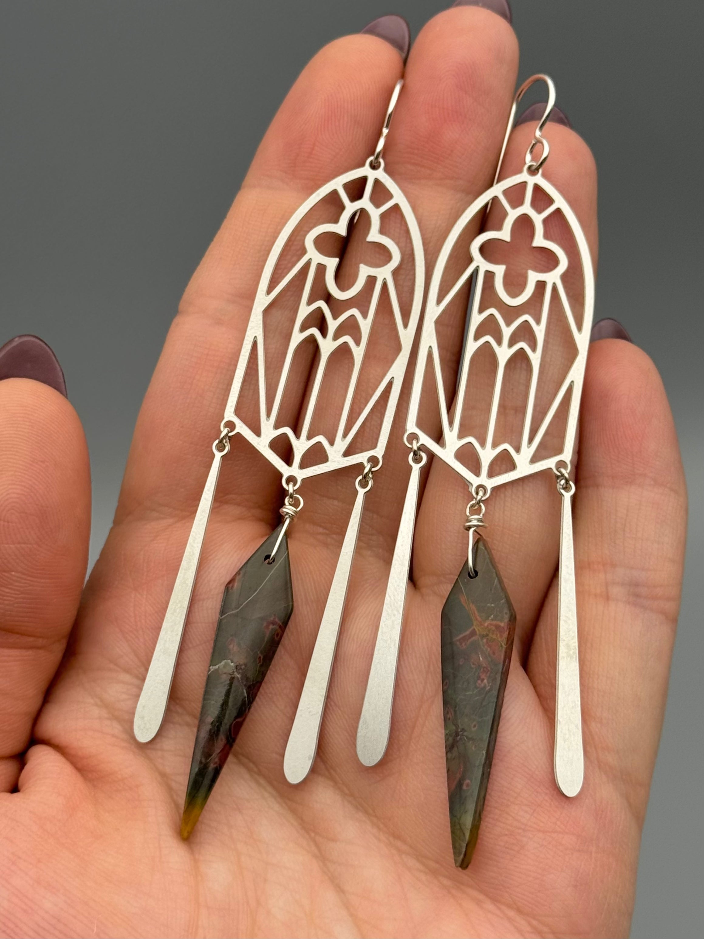 •CATHEDRAL• red creek jasper + silver earrings