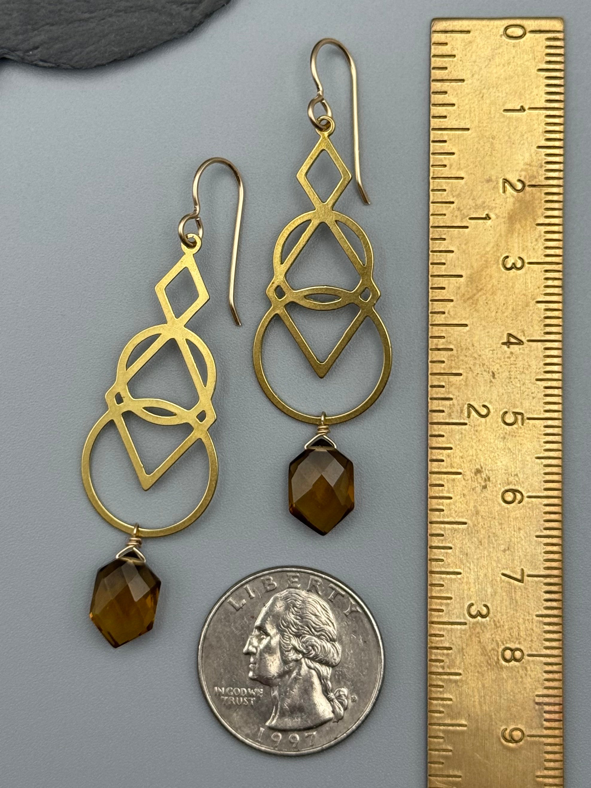 •SIGNS• smoky quartz + gold earrings