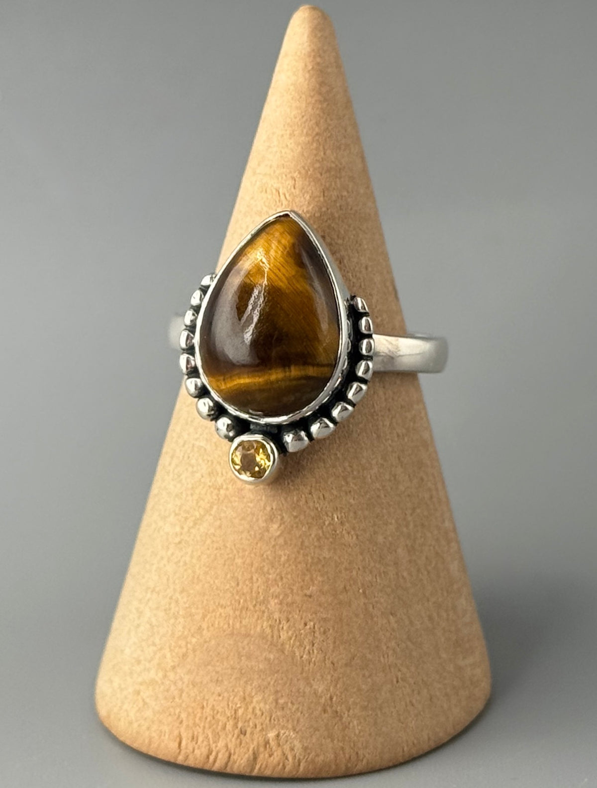 •TIGER EYE + CITRINE - LAURELS• sterling silver ring (various sizes)