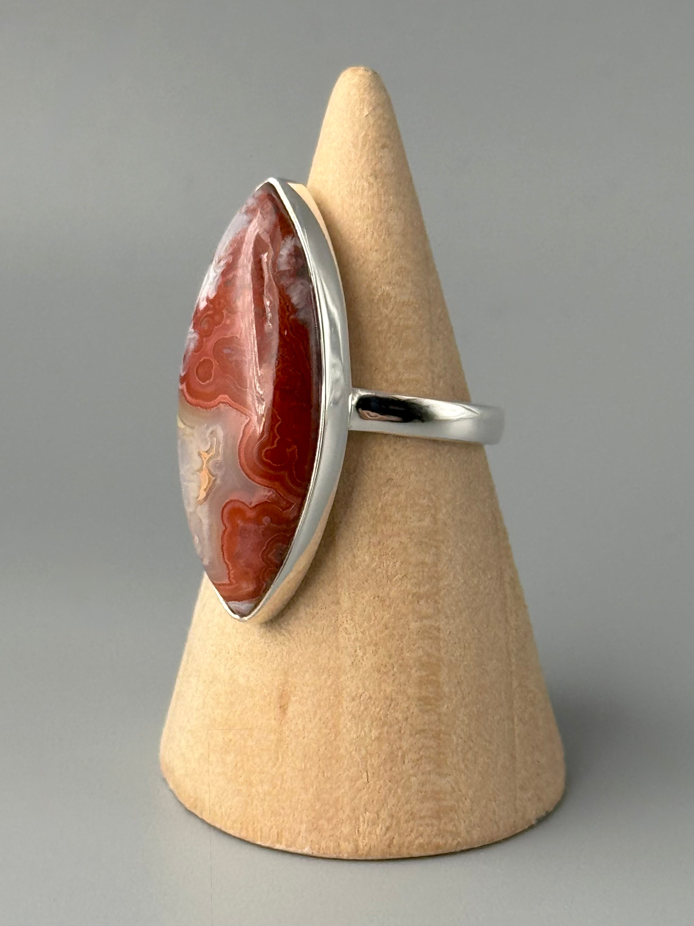 •CRAZY LACE AGATE - EYE• silver ring (size 7)