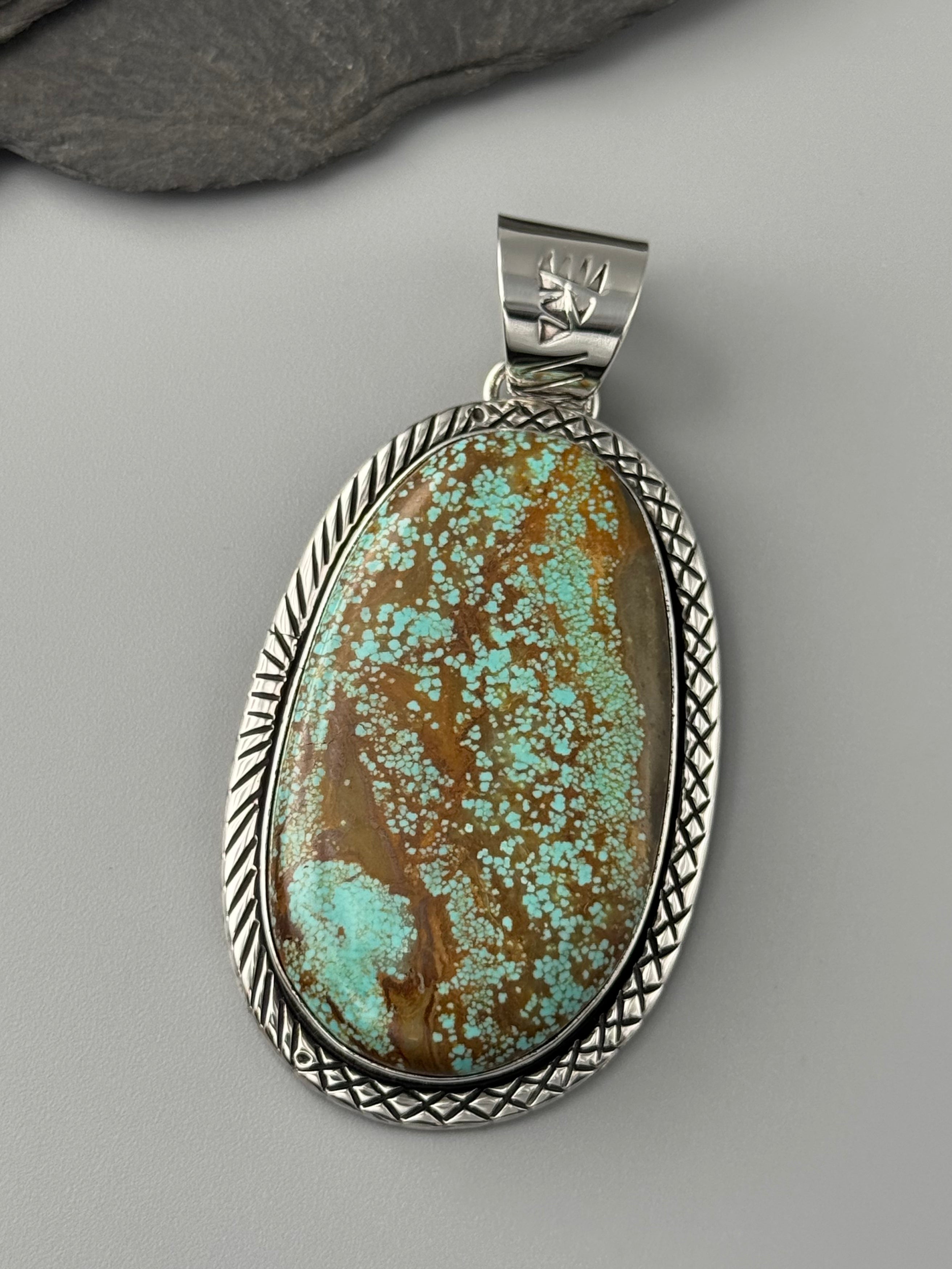 •#8 TURQUOISE - SNAKE WISDOM - 1• Navajo sterling silver pendant