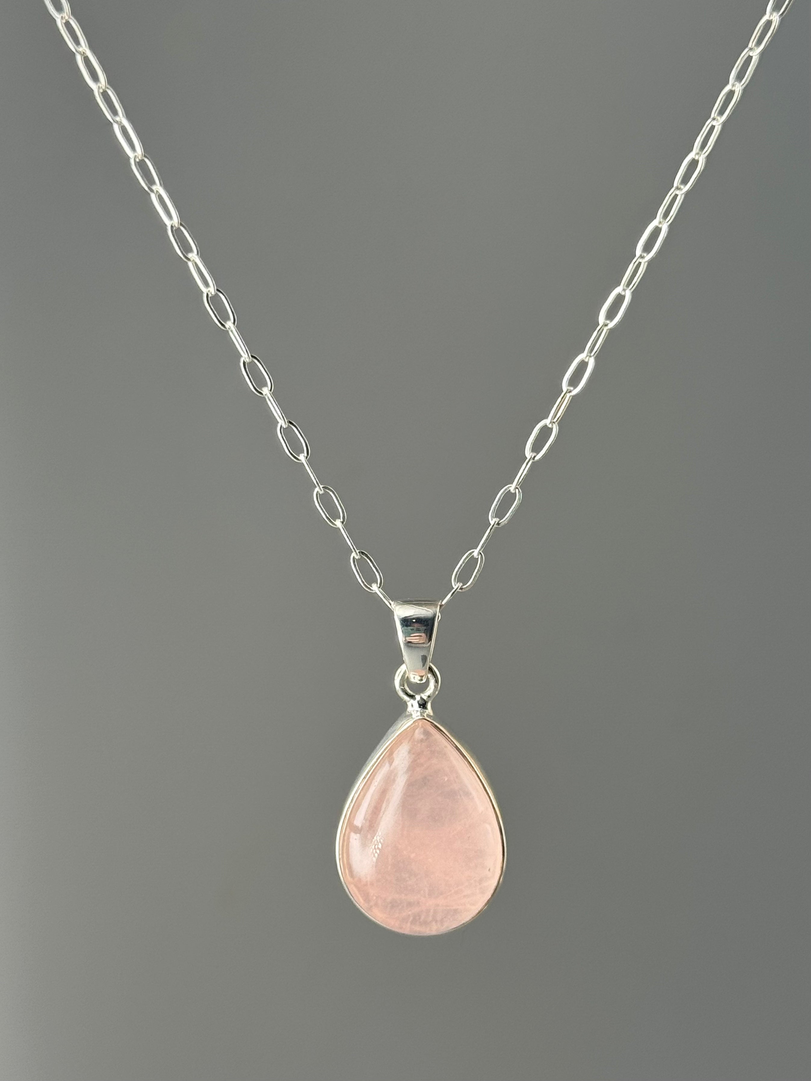 •ROSE QUARTZ - SMALL TEARDROP• sterling silver pendant
