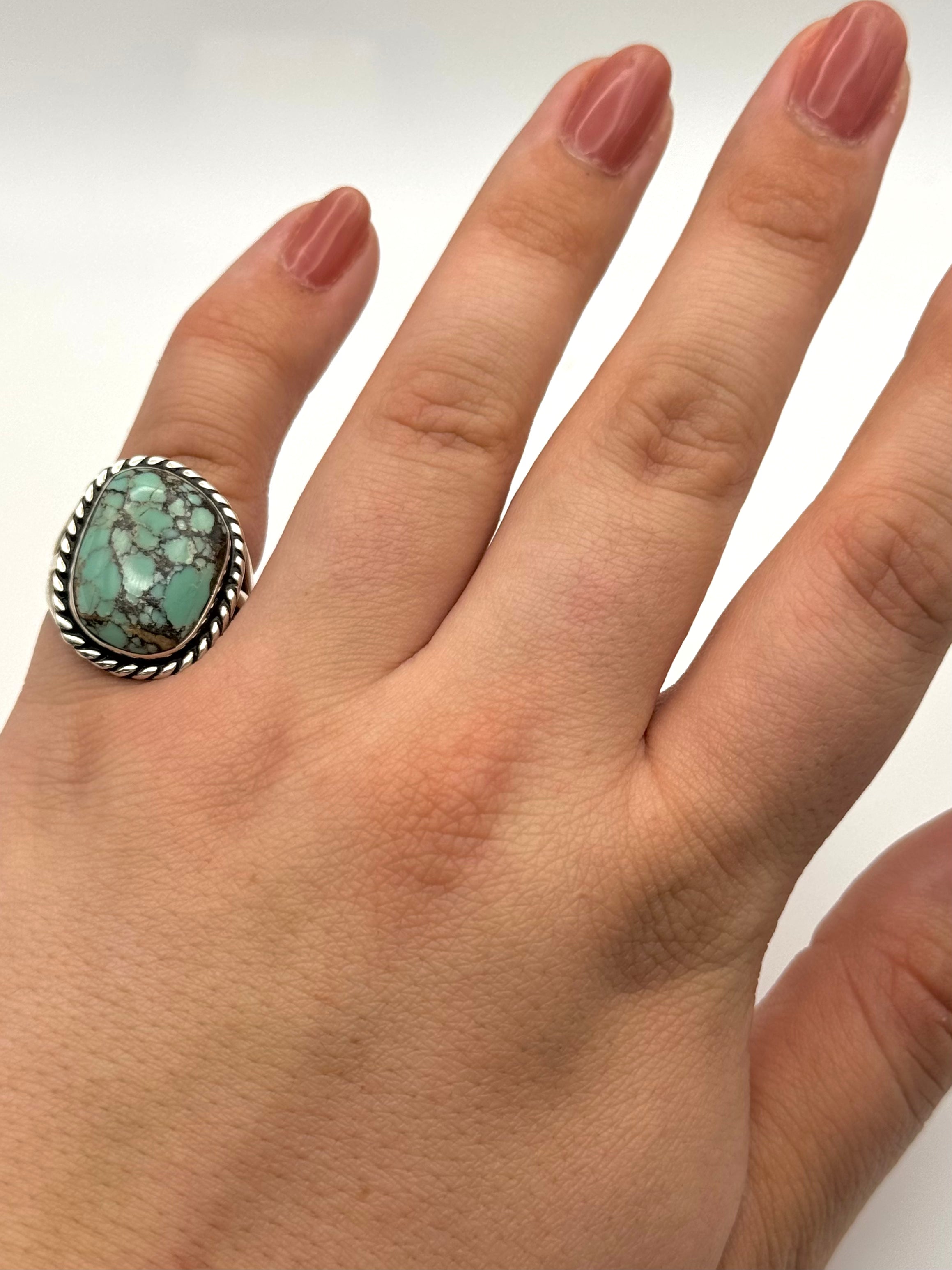 •TURQUOISE - 2• Navajo silver ring (size 6.5)