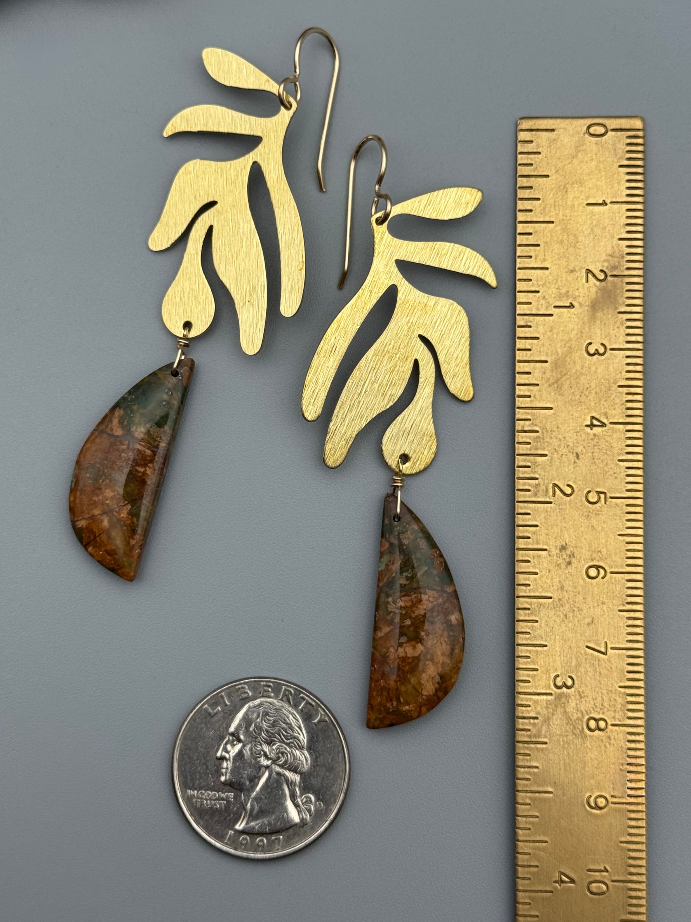 •CALDER FROND• peruvian opal + gold earrings