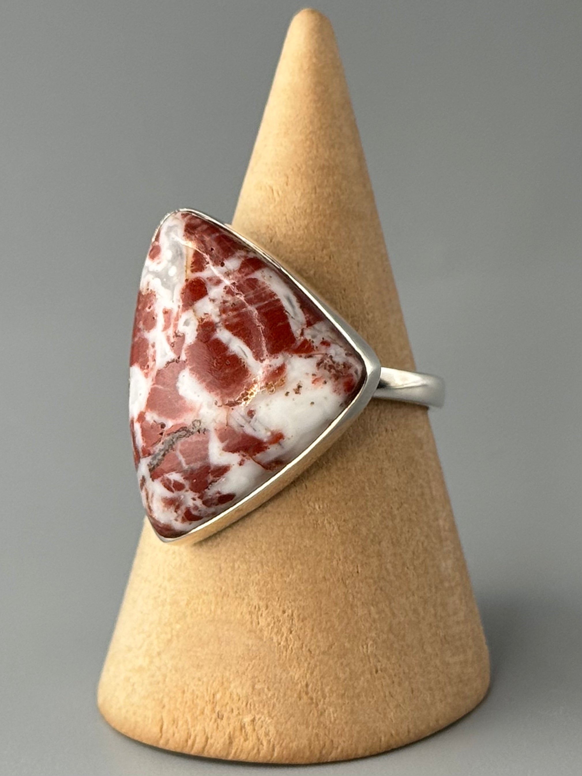 •BRECCIATED JASPER - SOFT TRIANGLE• sterling silver ring (size 9)