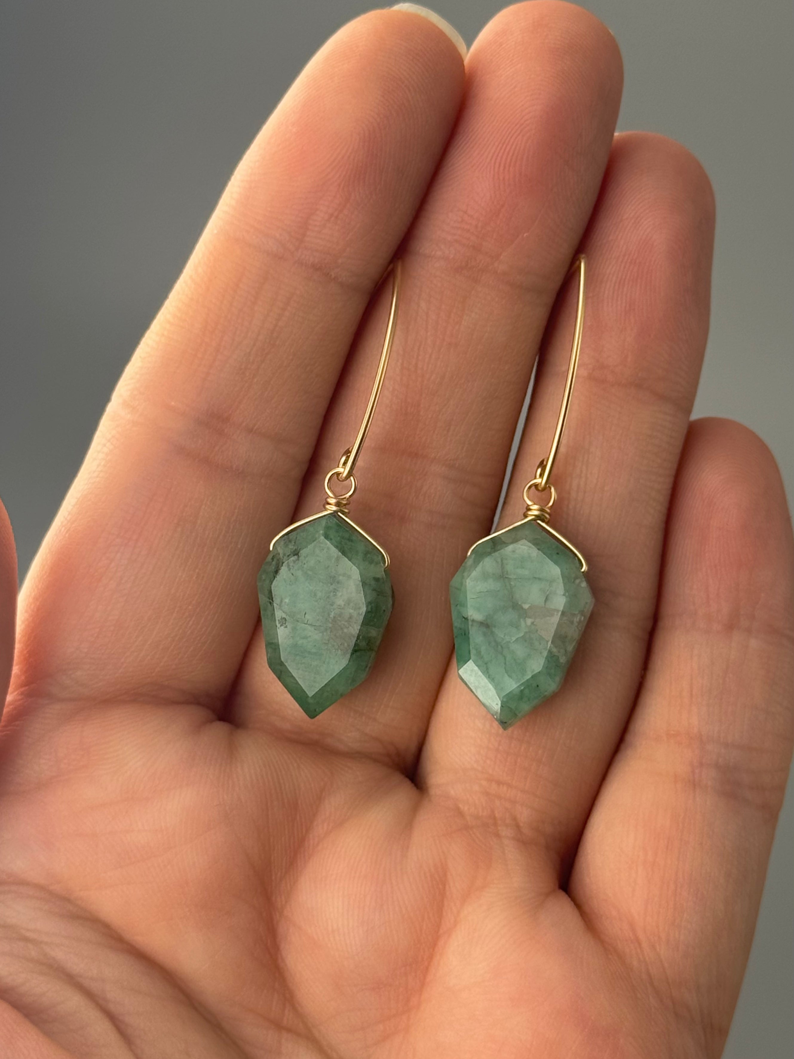 •STRAY• emerald + gold earrings