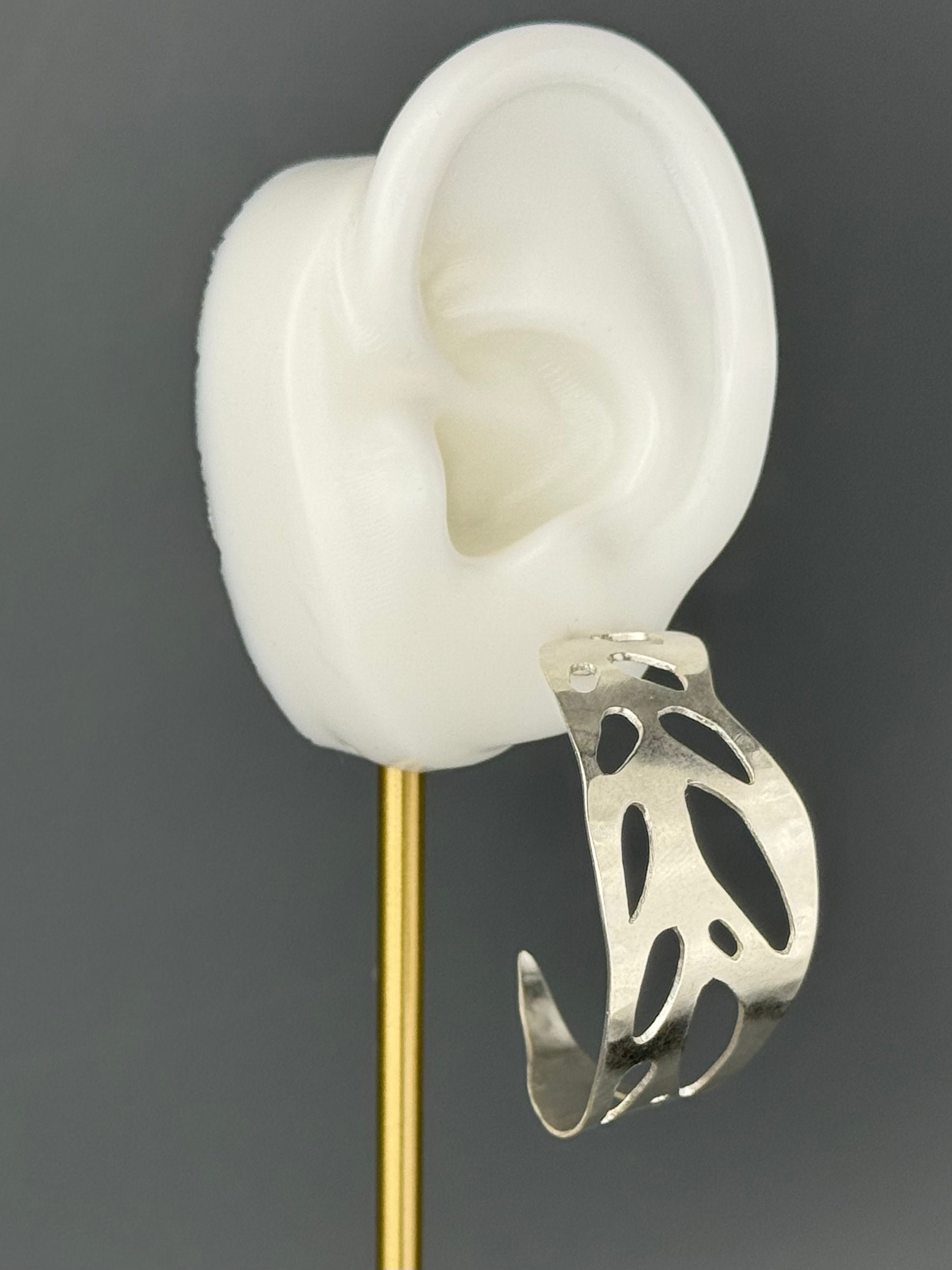 •MONSTERA HOOPS• silver post earrings