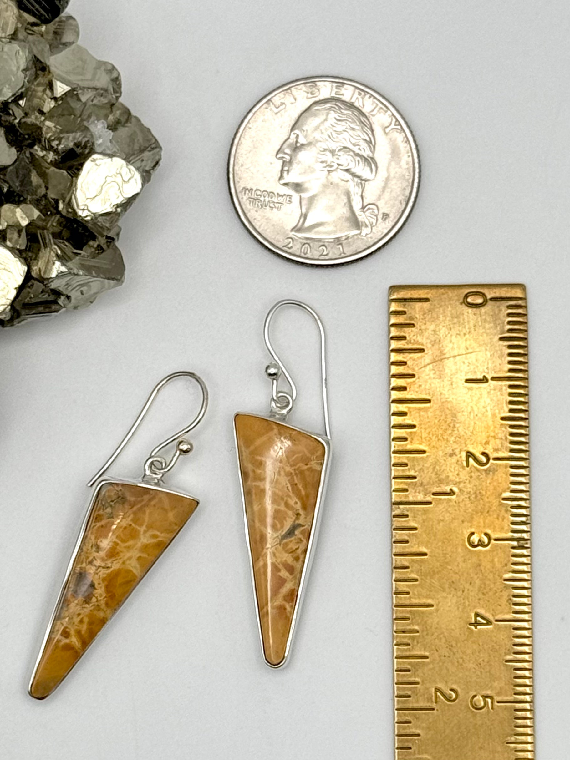 •MALIGANO JASPER TRIANGLE• silver dangle earrings