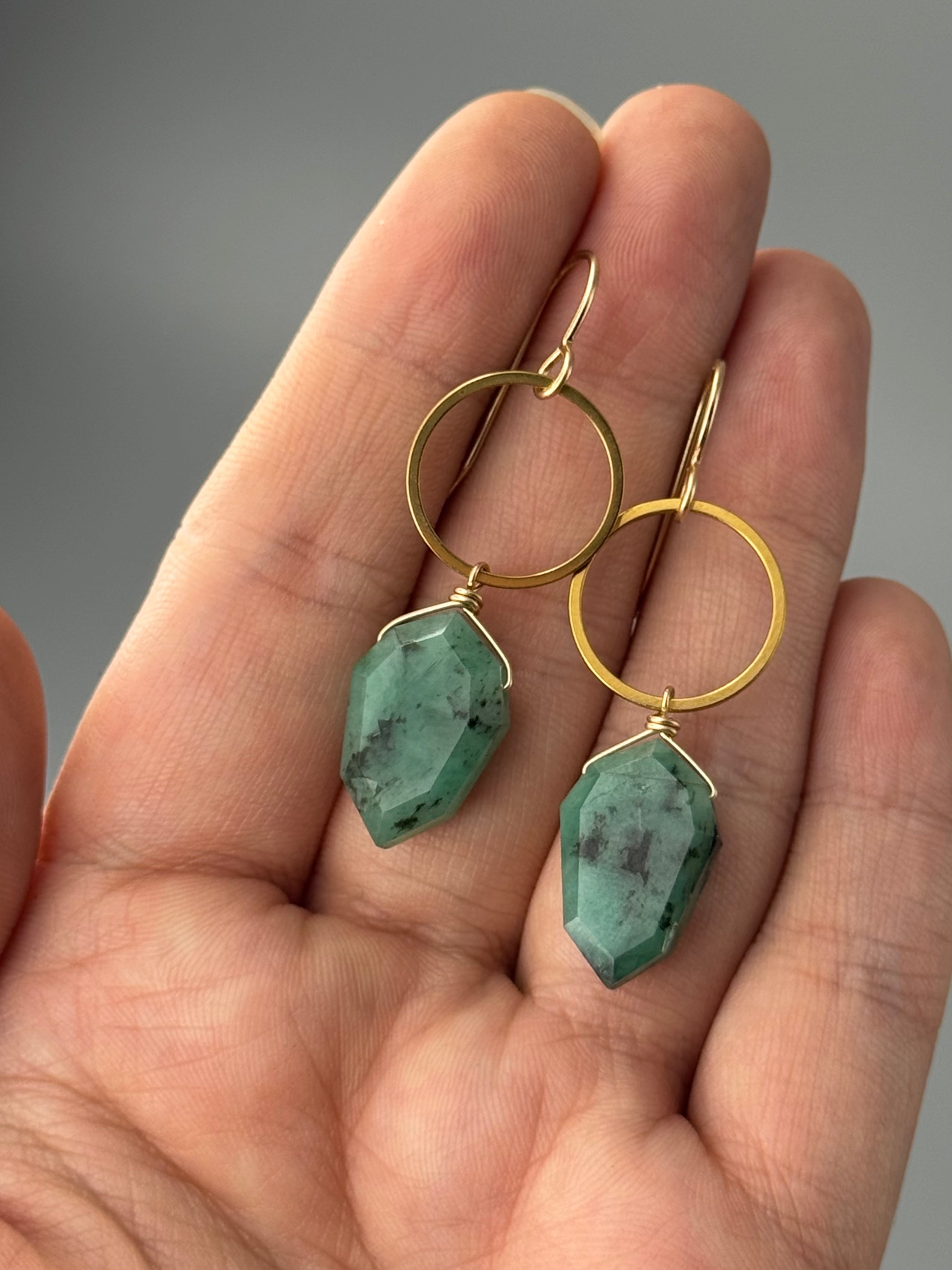 •LUNA• emerald + gold earrings