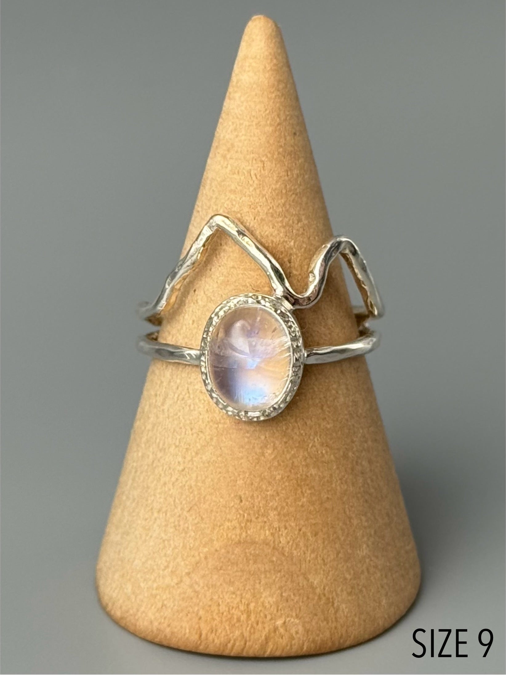 •RAINBOW MOONSTONE - RIDGELINE• silver ring (various sizes)