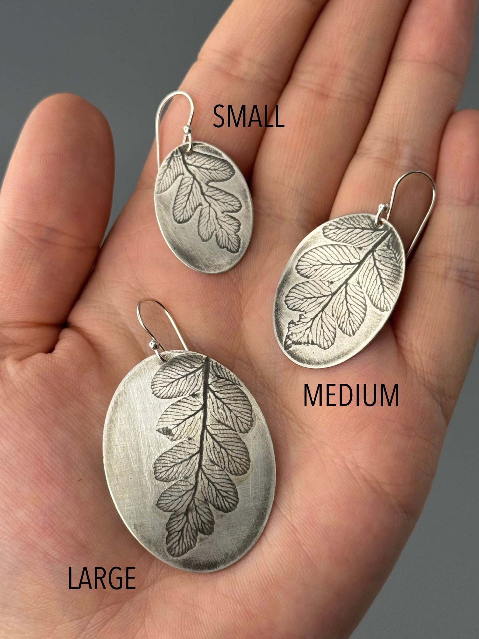 •FERN OVOID• silver dangle earrings