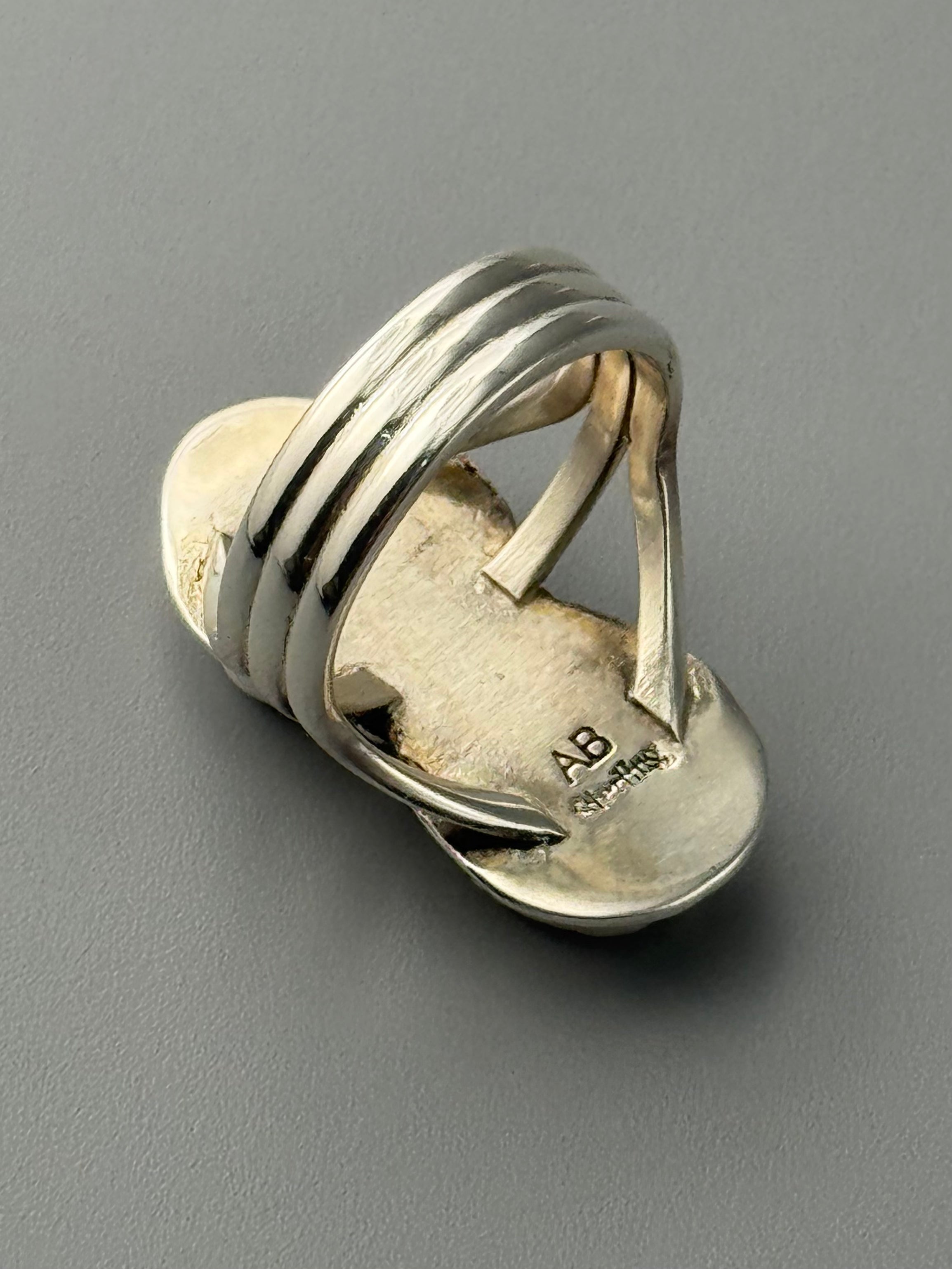 •GOLDEN HILL TURQUOISE - NAAKI - 2• Navajo silver ring (size 6.5)