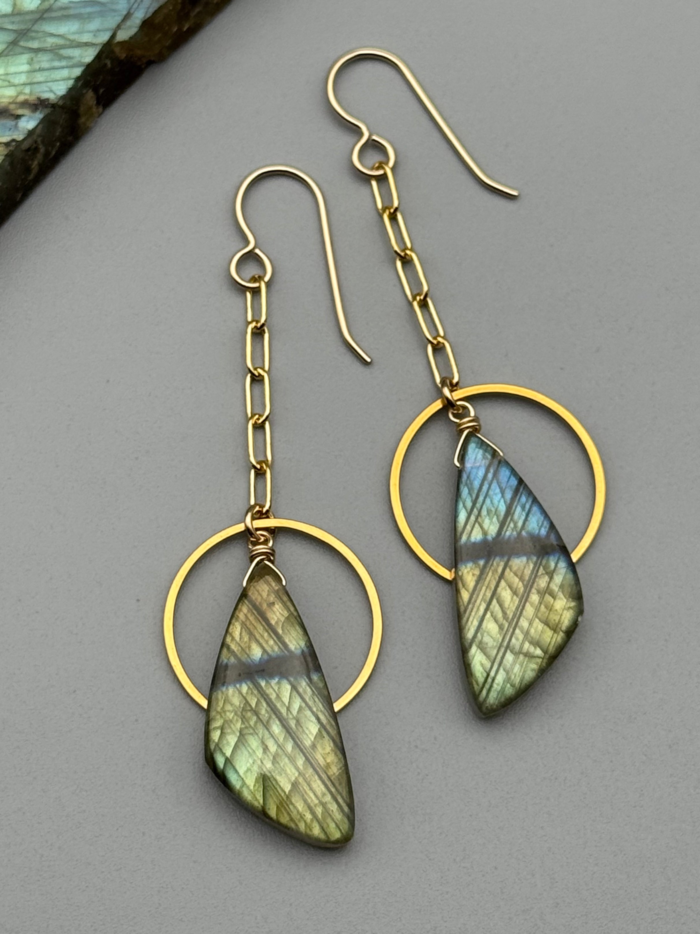 •LUNA SWING• labradorite + gold earrings