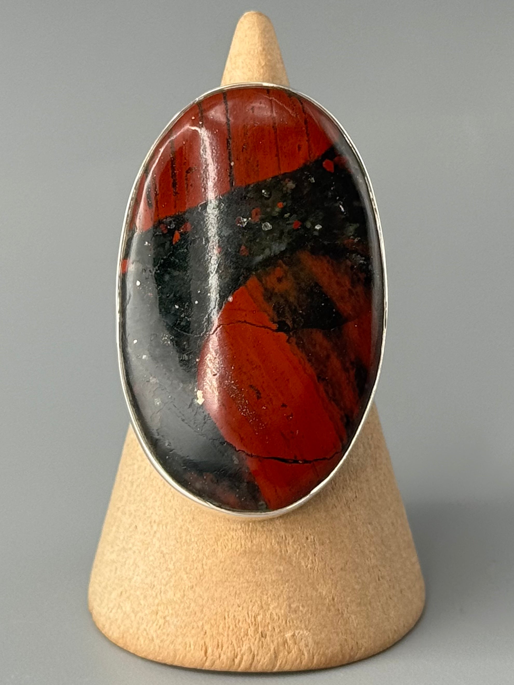 •AFRICAN BLOODSTONE - OVAL• sterling silver ring (various sizes)