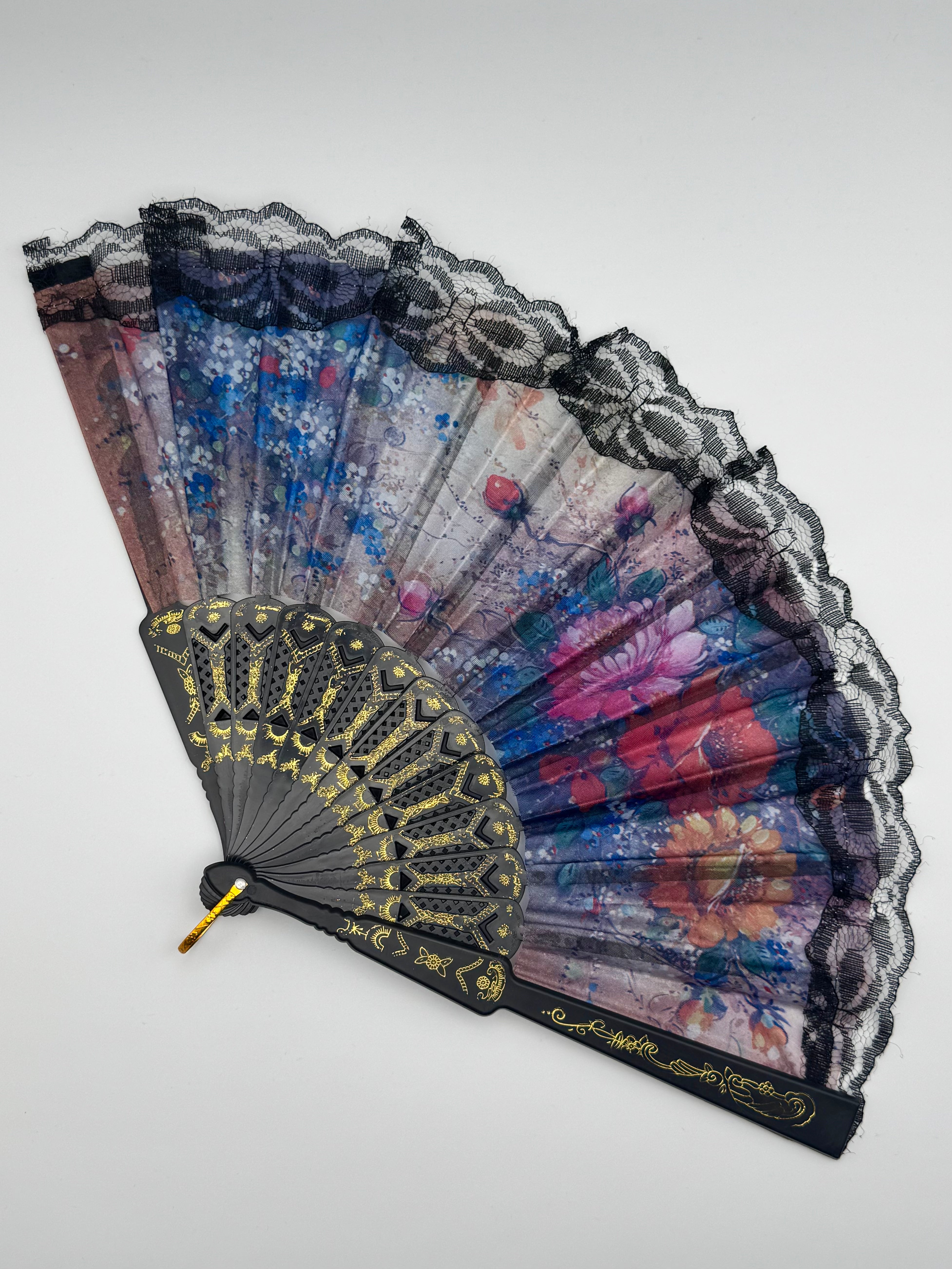 •LOVETT• goth lace floral folding fan