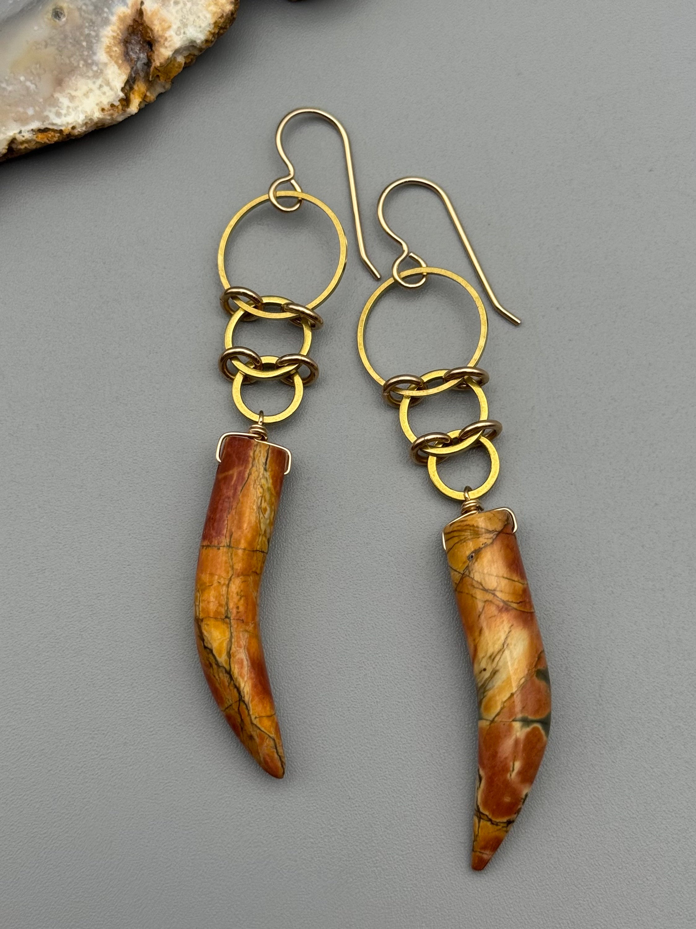 •EOWYN• red creek jasper talon + gold earrings