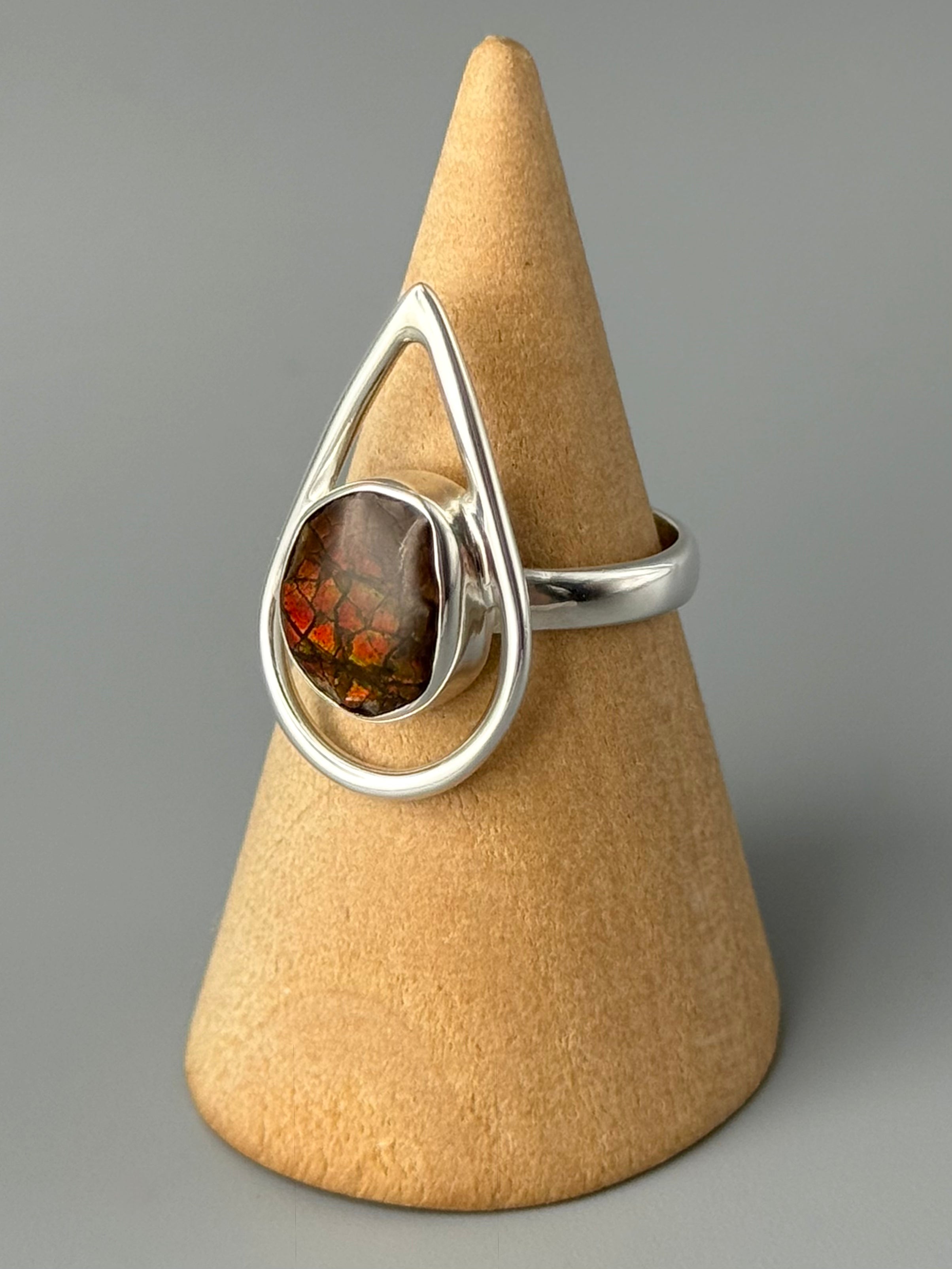 •AMMOLITE - OPEN TEAR 2• silver ring (size 7)