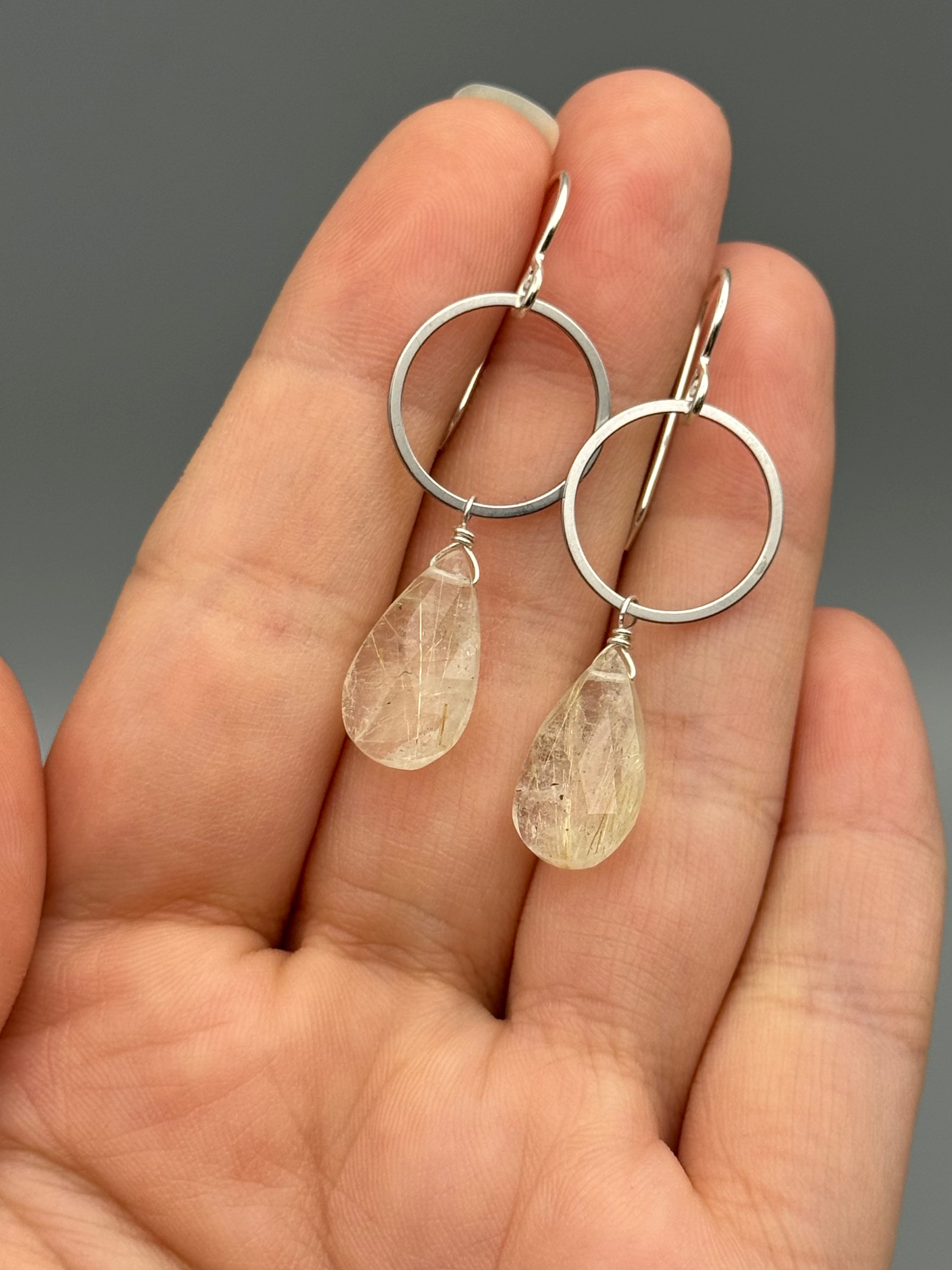 •LUNA• rutilated quartz + silver earrings