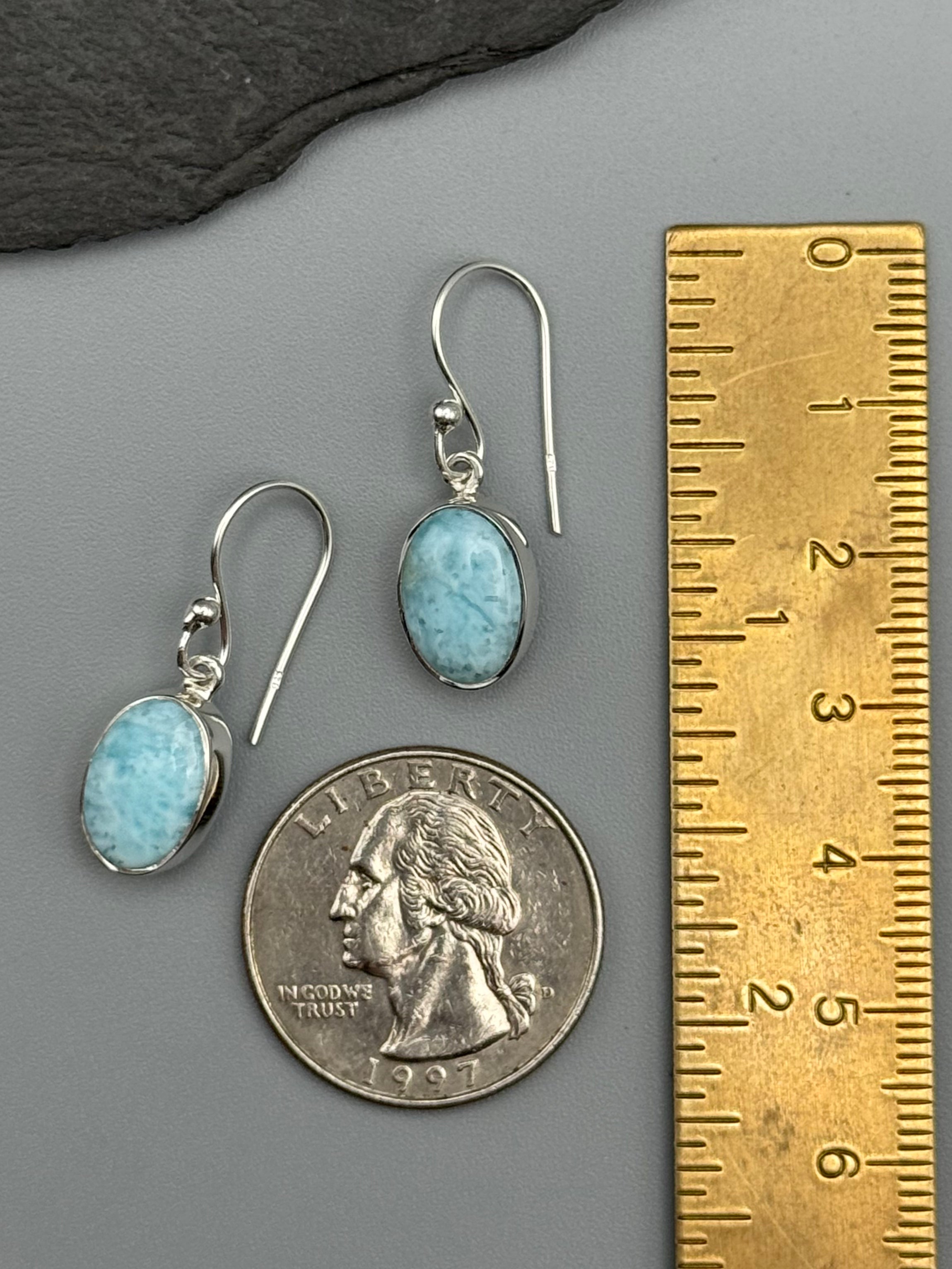 •LARIMAR - OVAL• silver dangle earrings