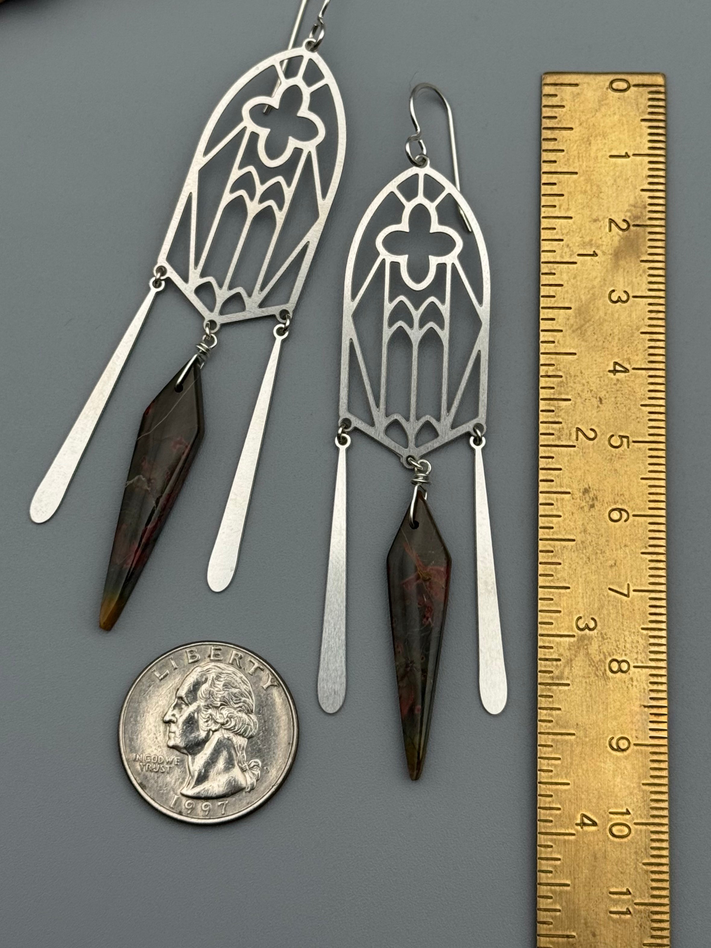 •CATHEDRAL• red creek jasper + silver earrings