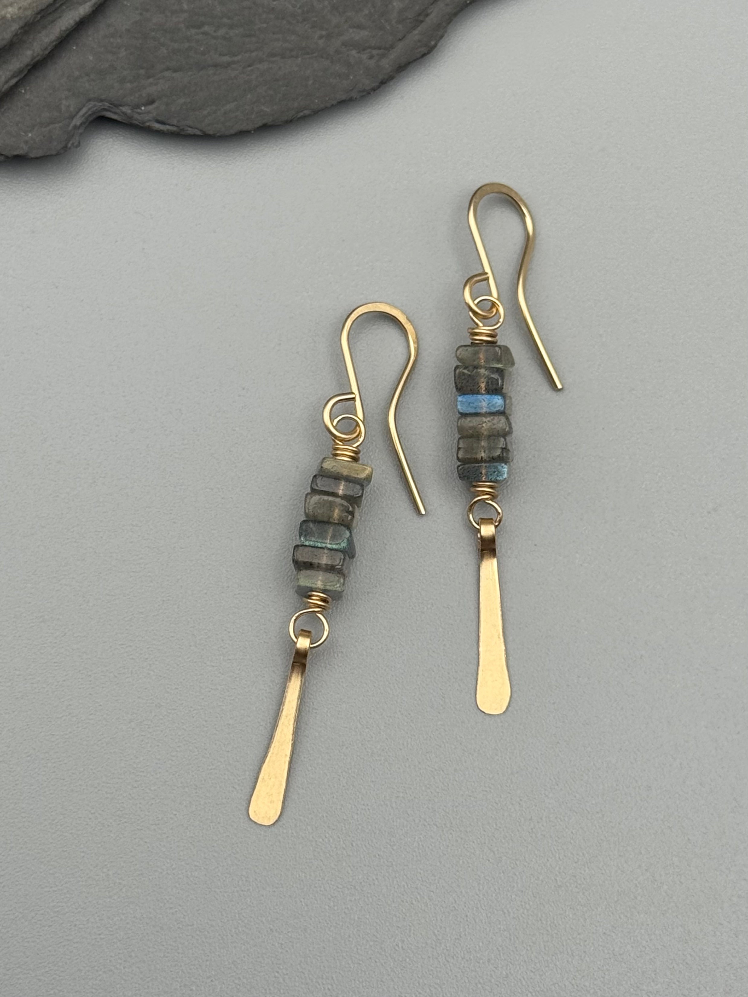 •STACK• labradorite + gold dangle earrings