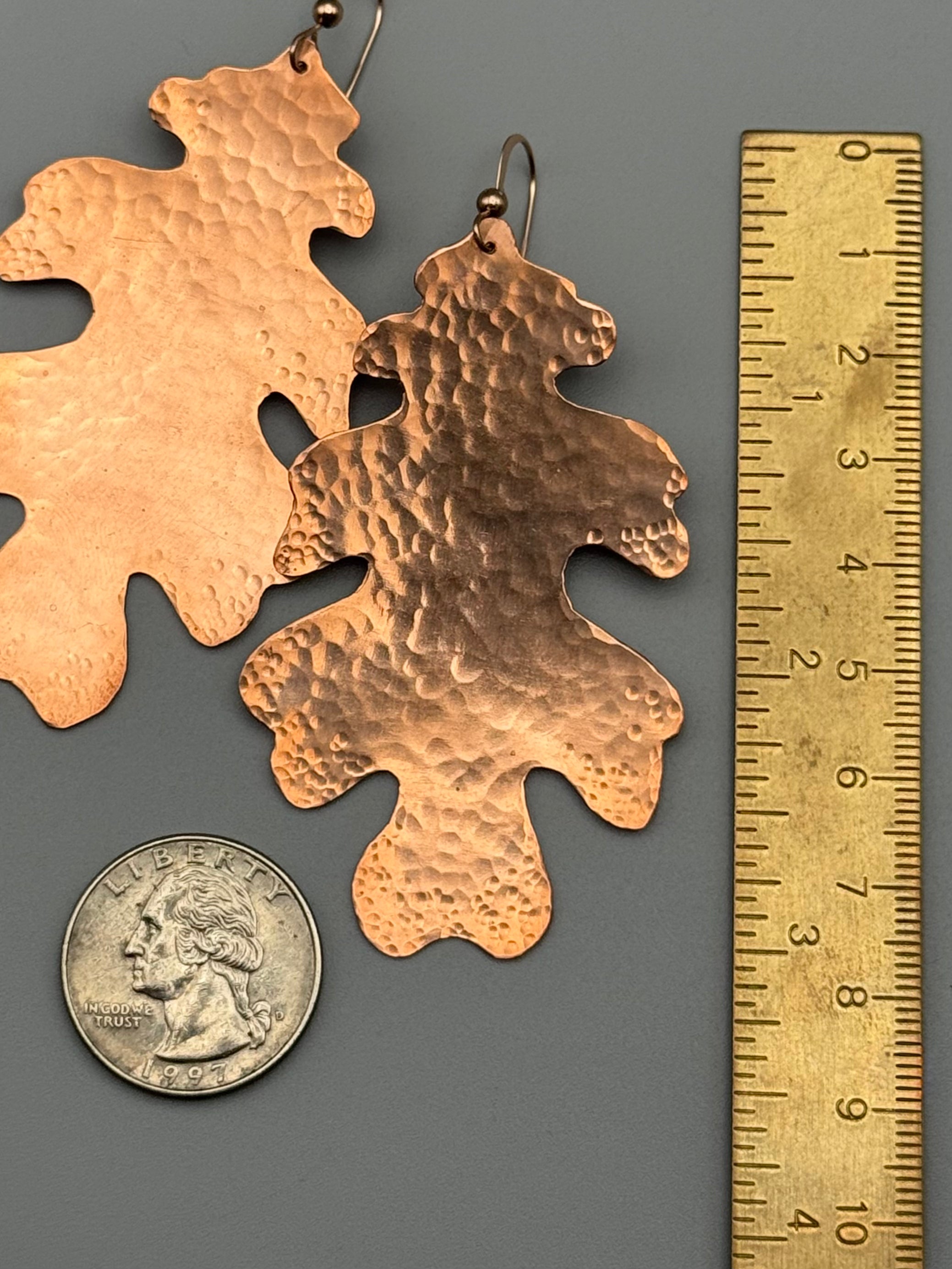 •OAK• rose gold leaf dangle earrings