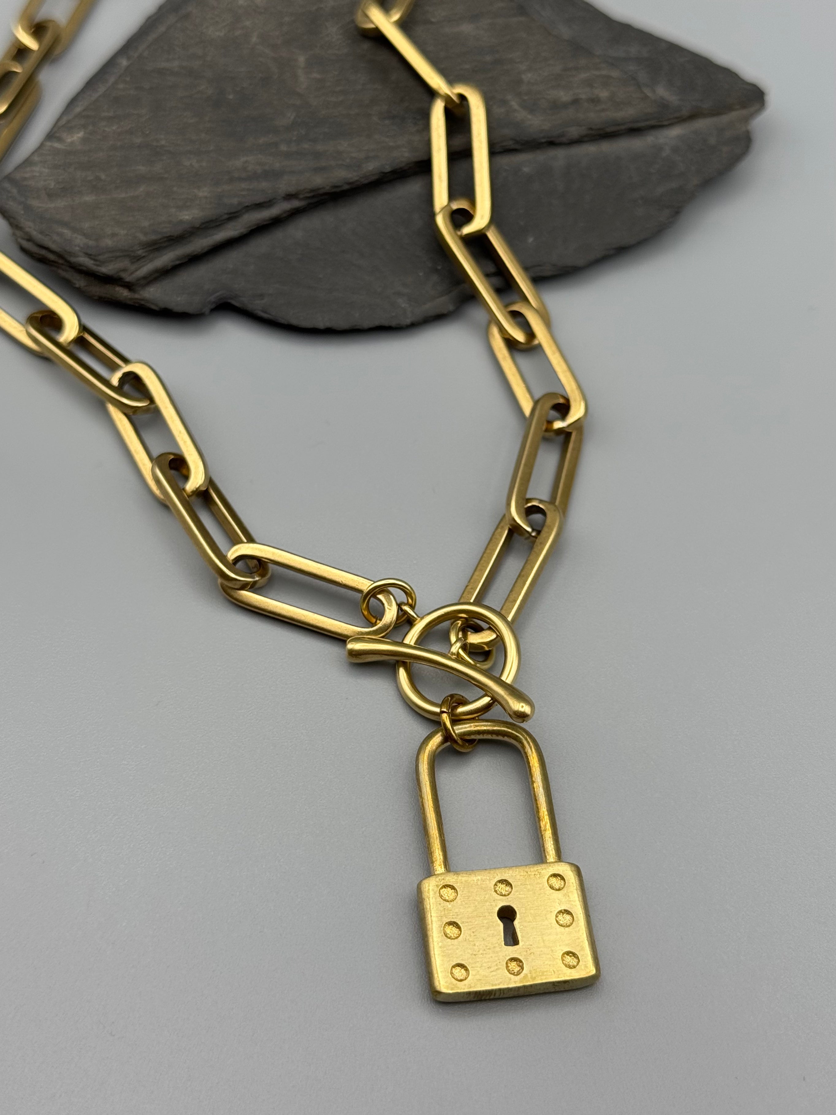 •SAFE• brass necklace (18" long)