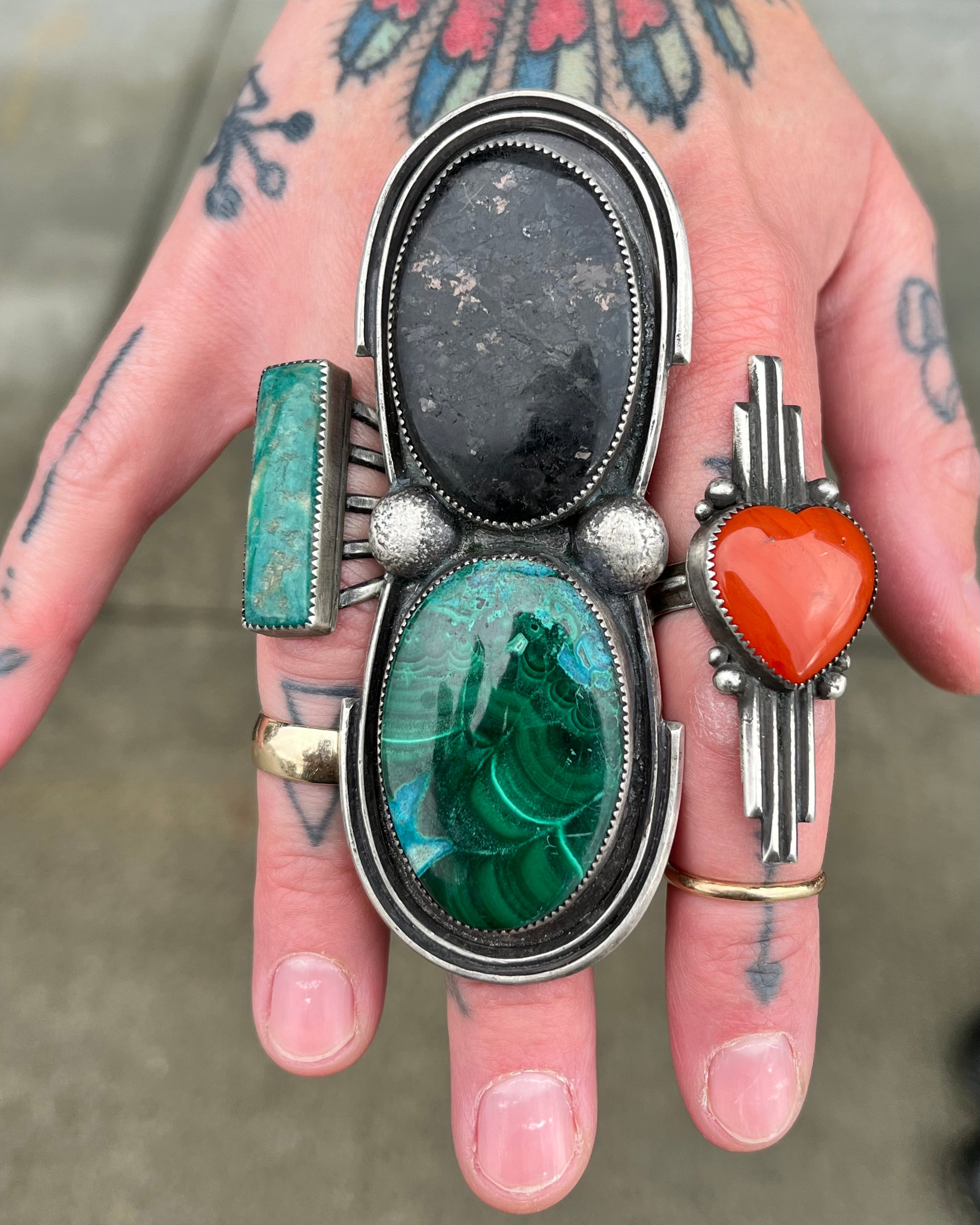 •RECTANGLE• chrysocolla + silver ring - SIZE 7.25