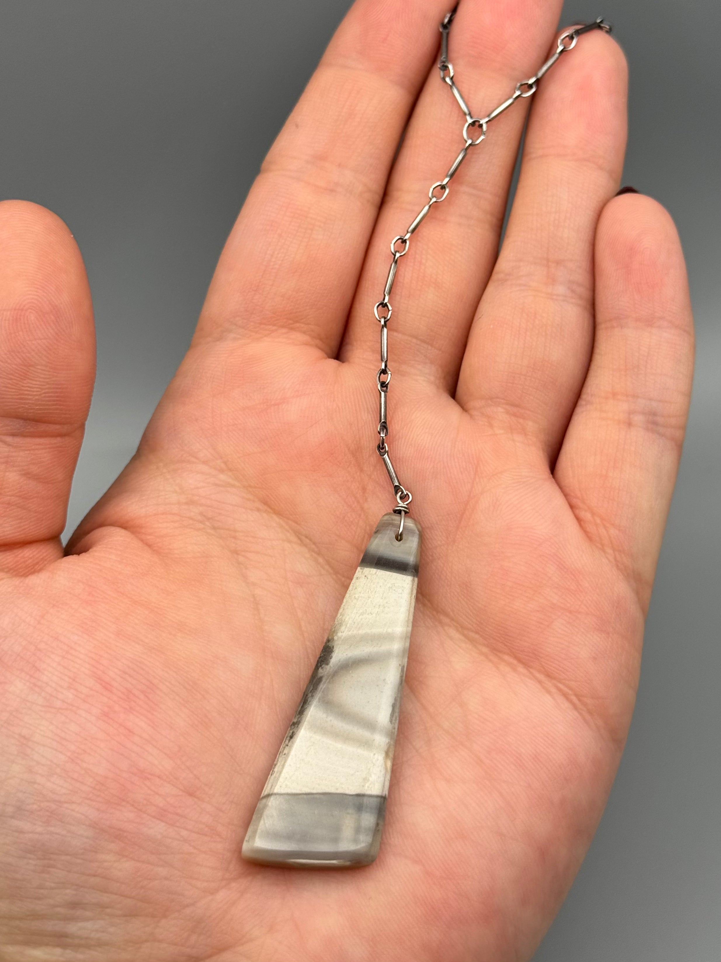 •STICKS + STONE• flint + silver necklace (18"-20" + 4.5" drop)