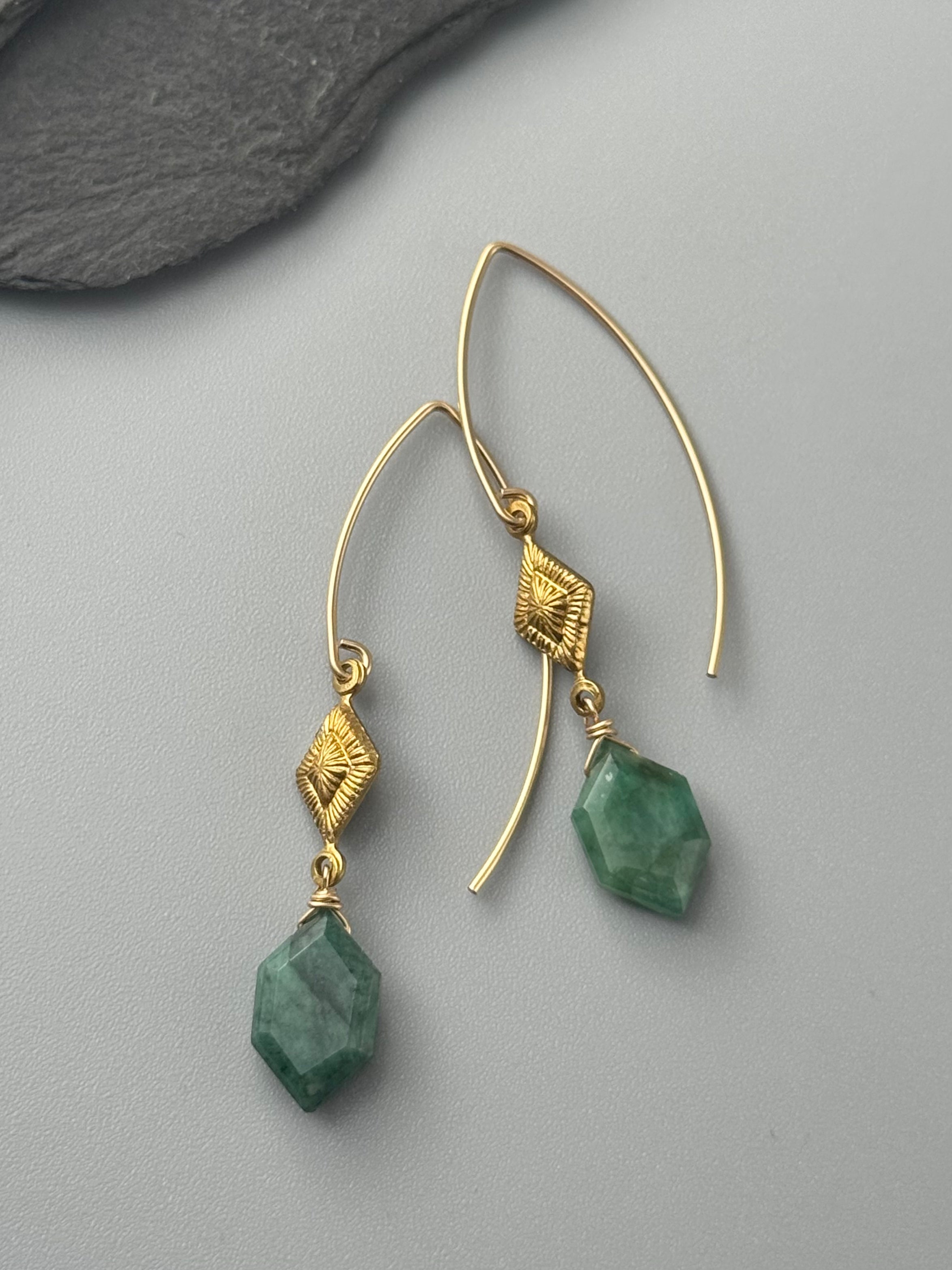 •AGATHA• emerald + gold earrings