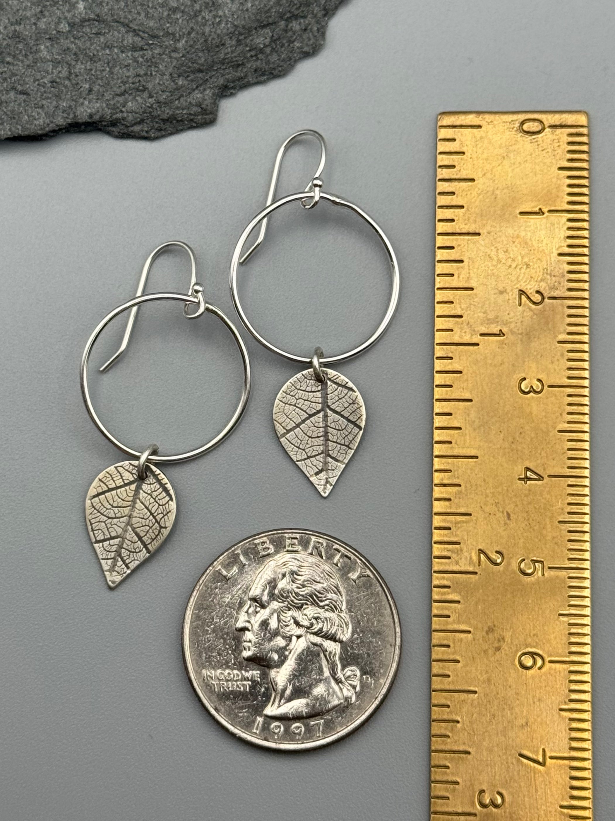 •LEAF MOON• silver dangle earrings