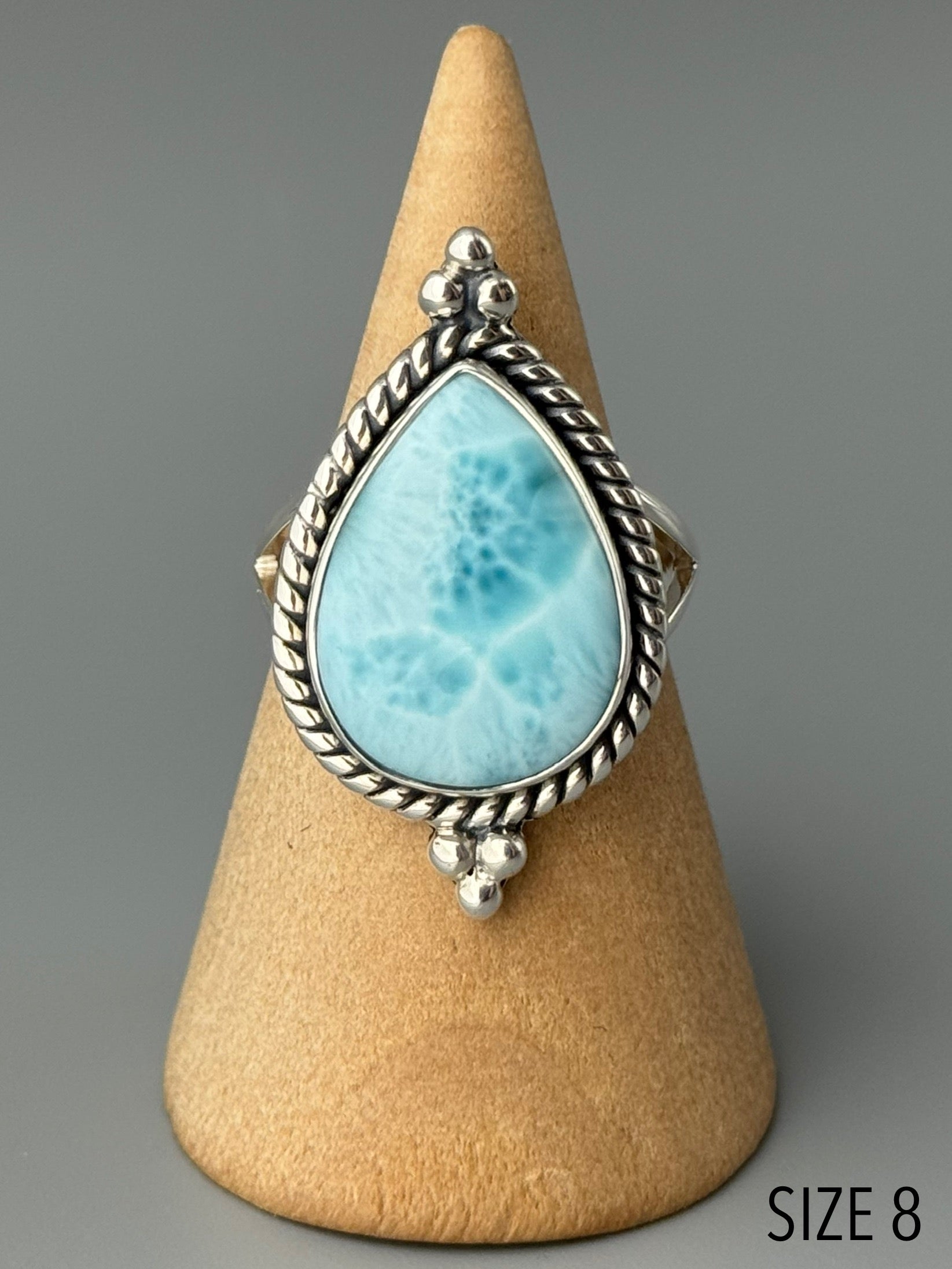 •LARIMAR - VANITY• roped bezel silver ring (various sizes)