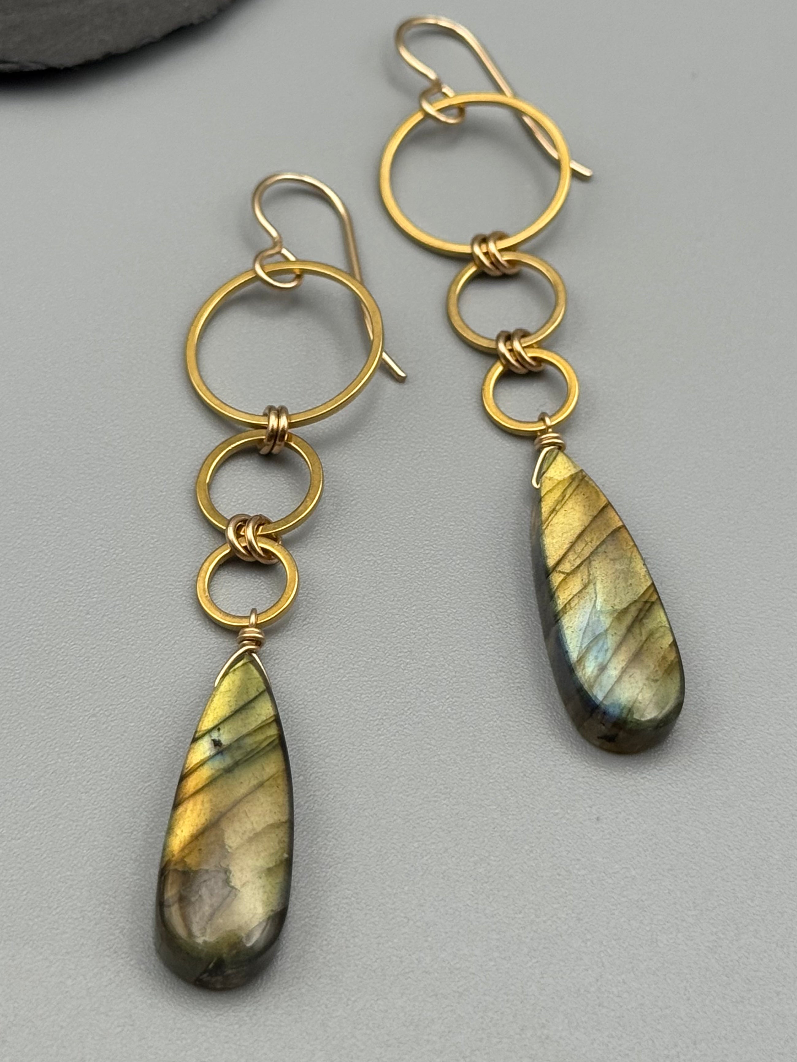 •6 OF CUPS• golden labradorite + gold earrings