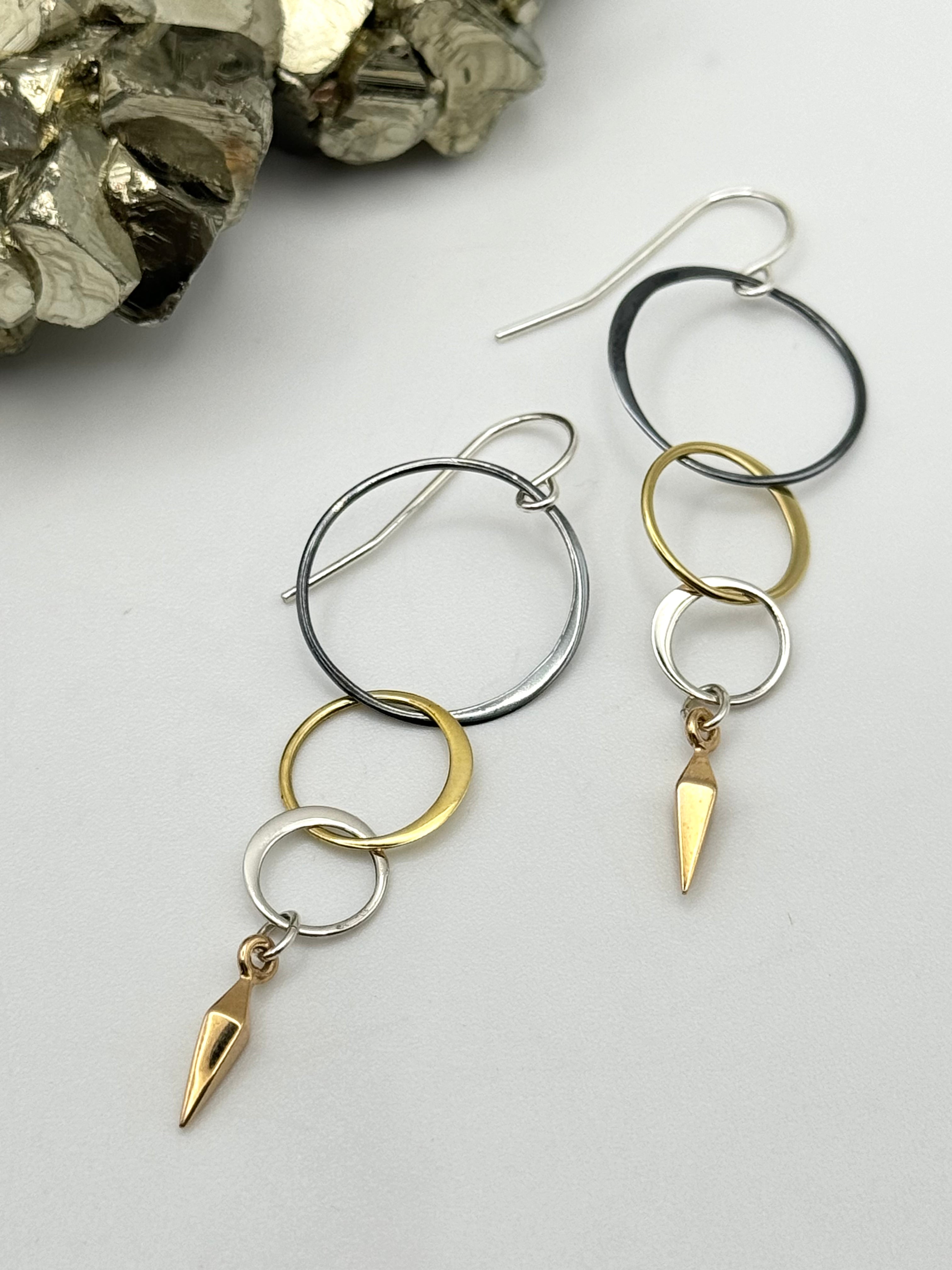 •INTERLOCK• mixed metal earrings