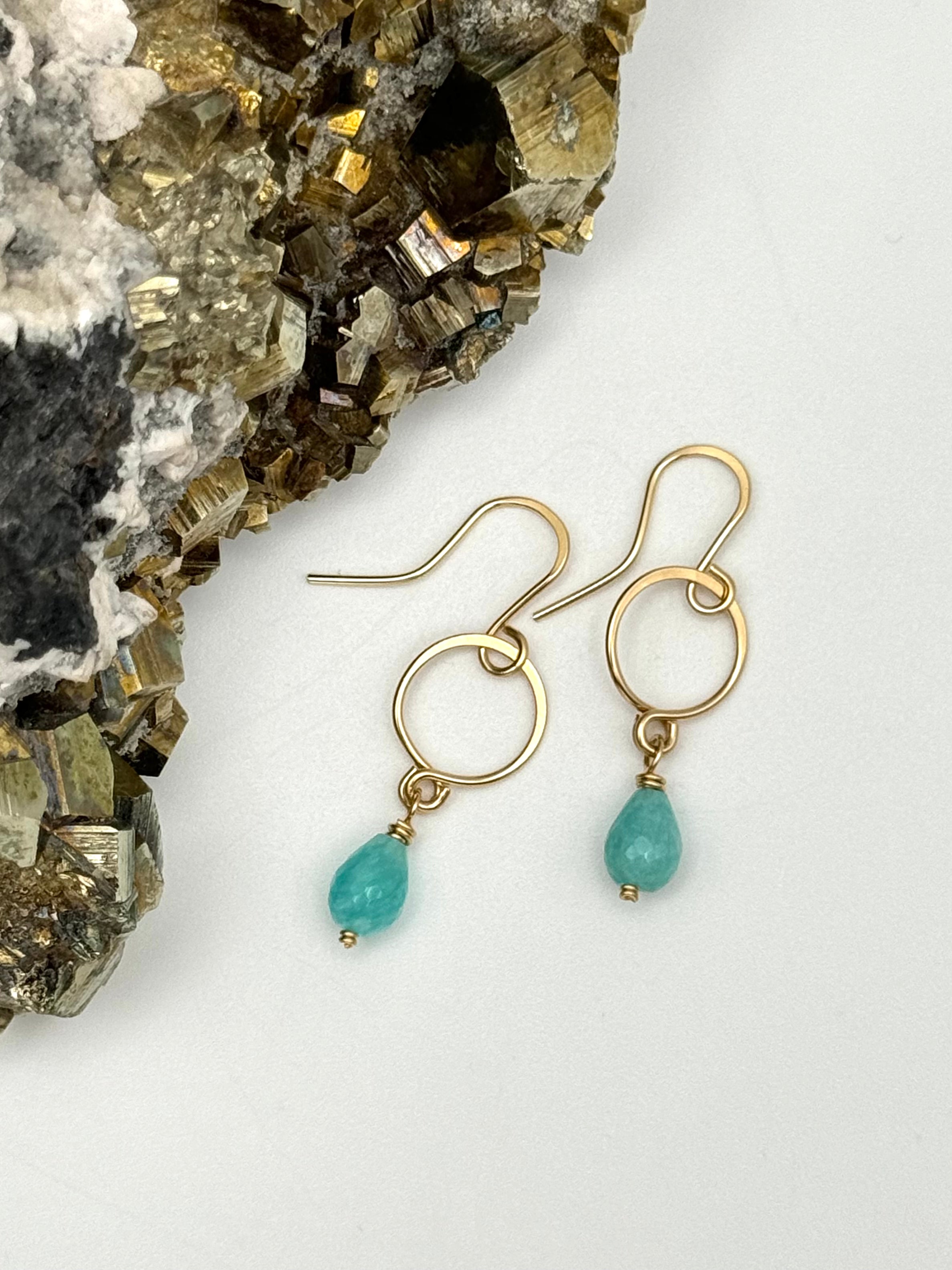 •DROPLET• amazonite + gold dangle earrings