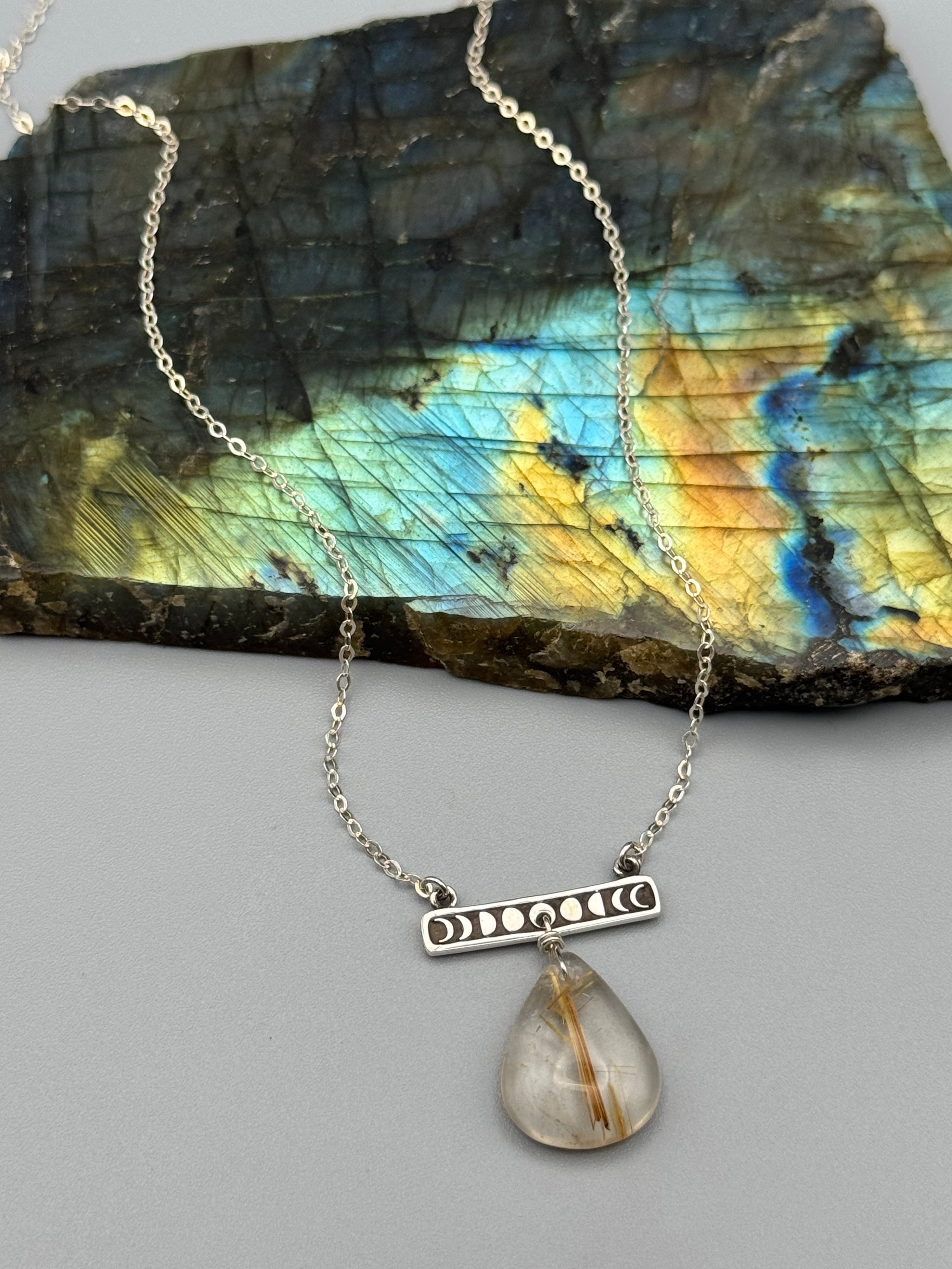 •NYX• rutilated quartz + silver necklace (16"-18" long)