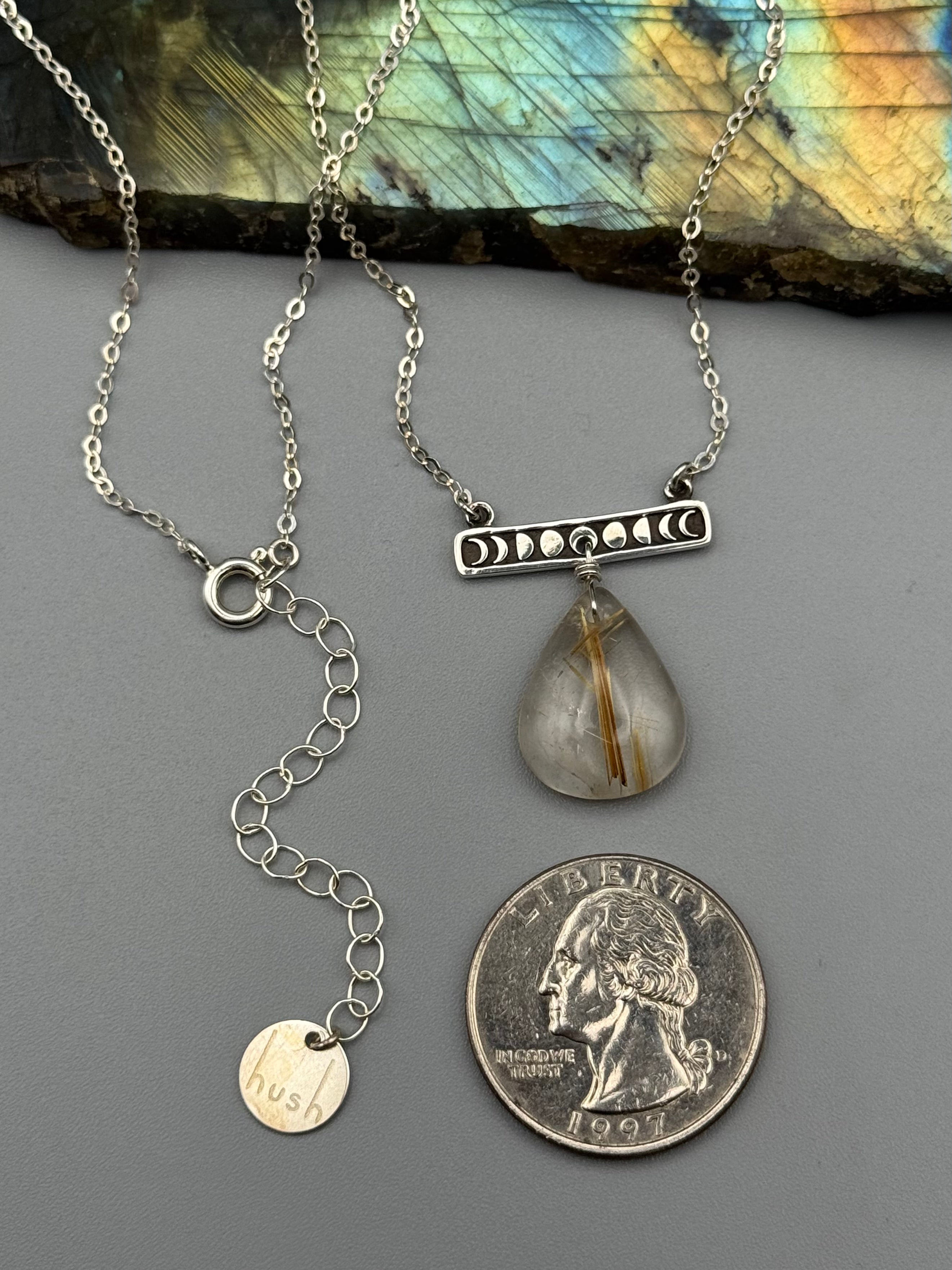 •NYX• rutilated quartz + silver necklace (16"-18" long)