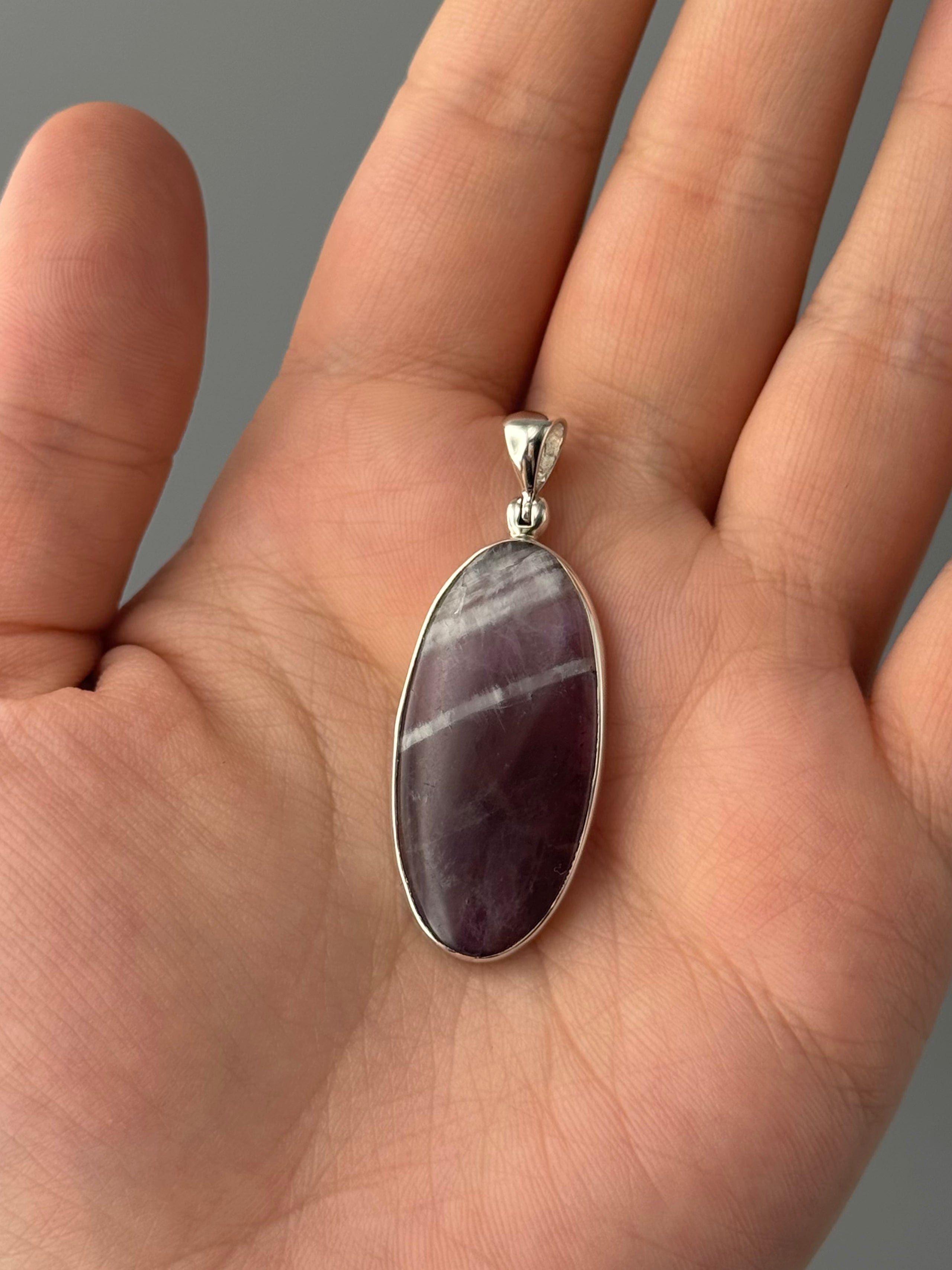 •CHEVRON AMETHYST - OVAL• sterling silver pendant
