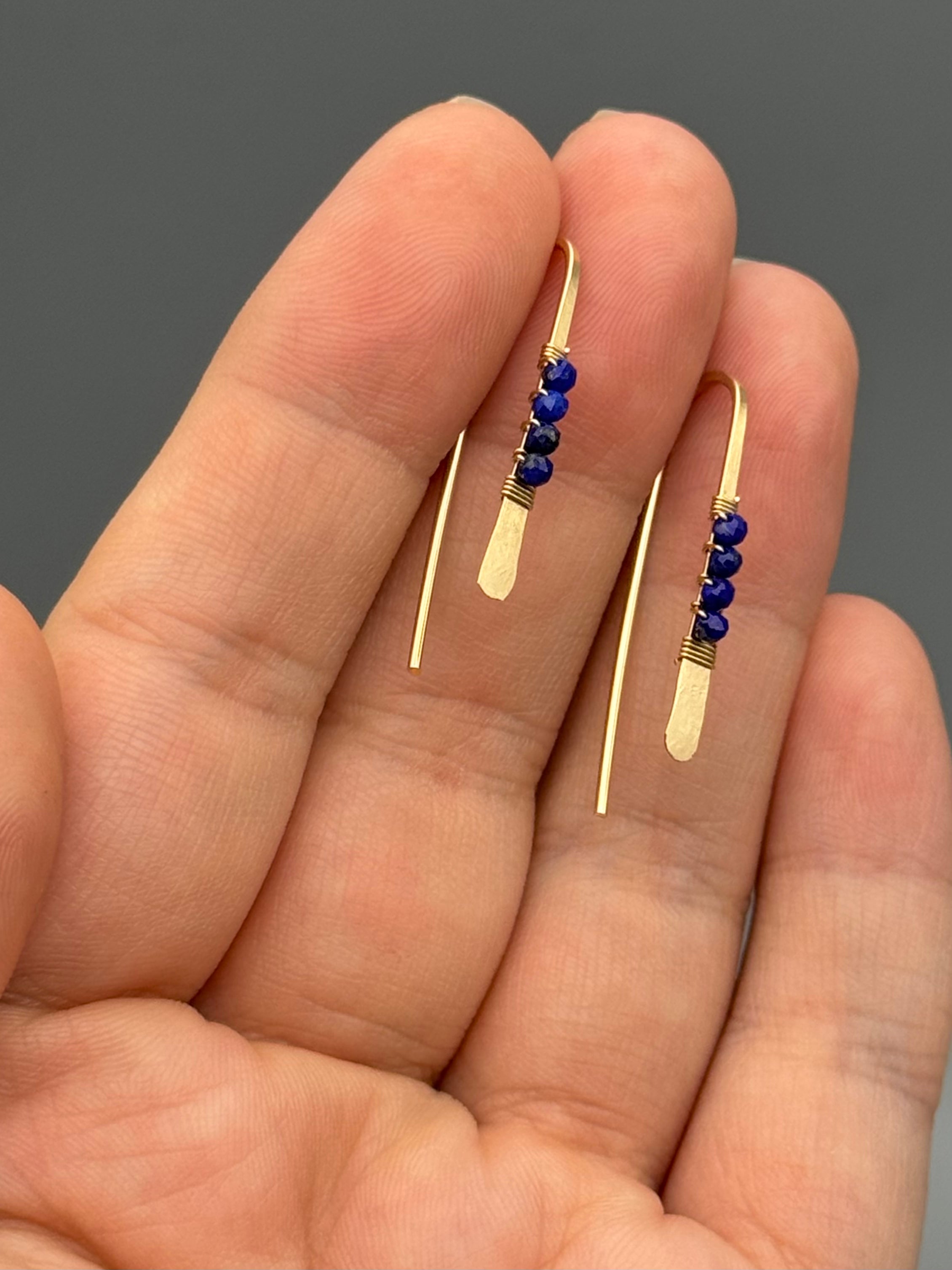 •PETITE THREADER• lapis lazuli + gold earrings