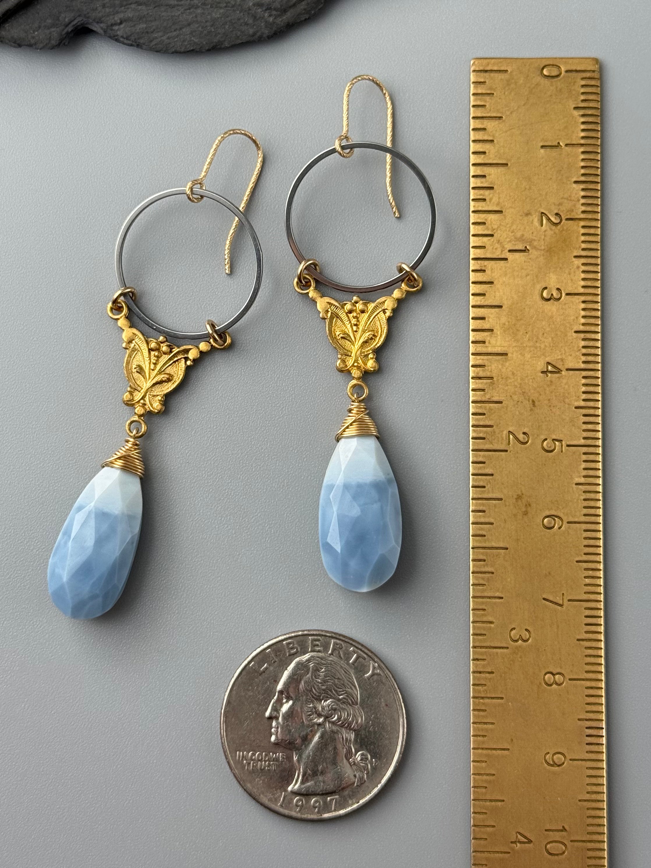 •MIRABEL• blue opal + mixed metal earrings
